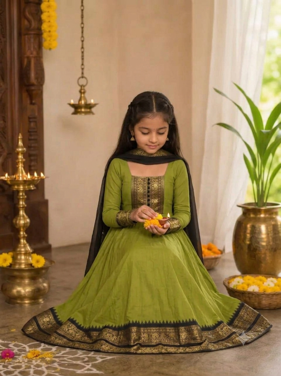Festive Cotton Blend Anarkali Set