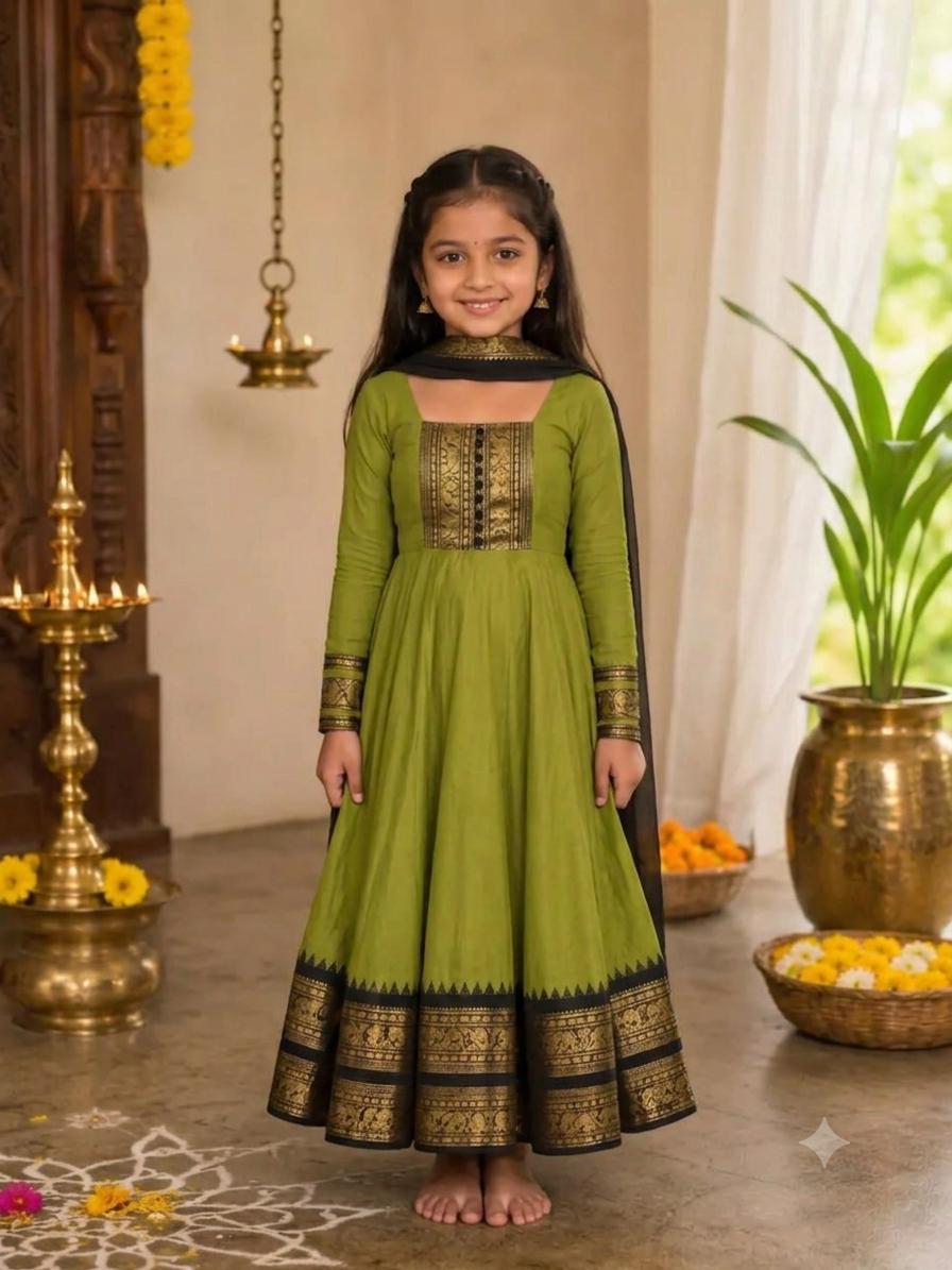 Festive Cotton Blend Anarkali Set