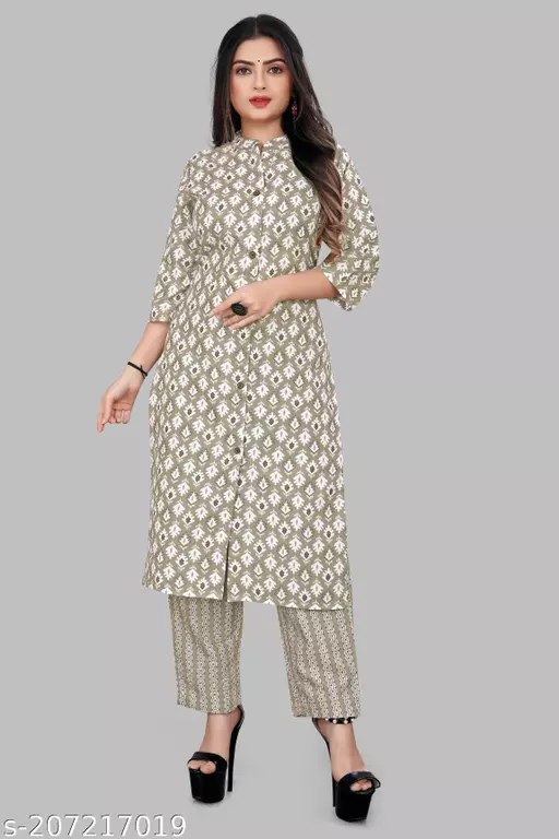 Graceful Everyday Wear: Printed Kurti with Matching Pants