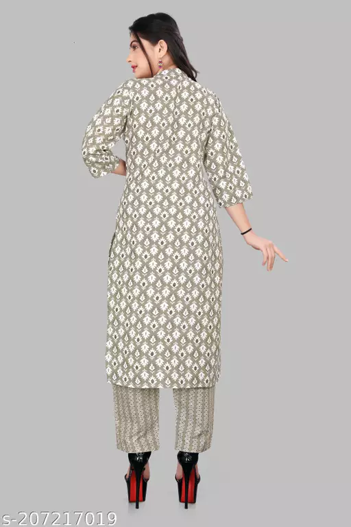 Graceful Everyday Wear: Printed Kurti with Matching Pants