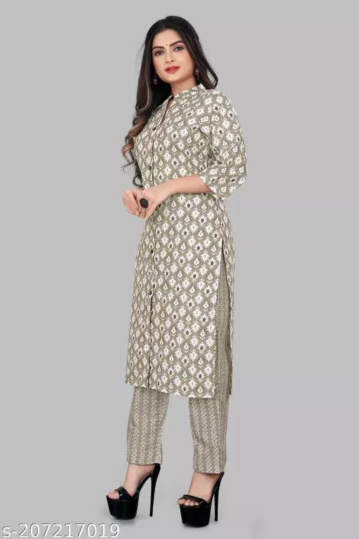 Graceful Everyday Wear: Printed Kurti with Matching Pants