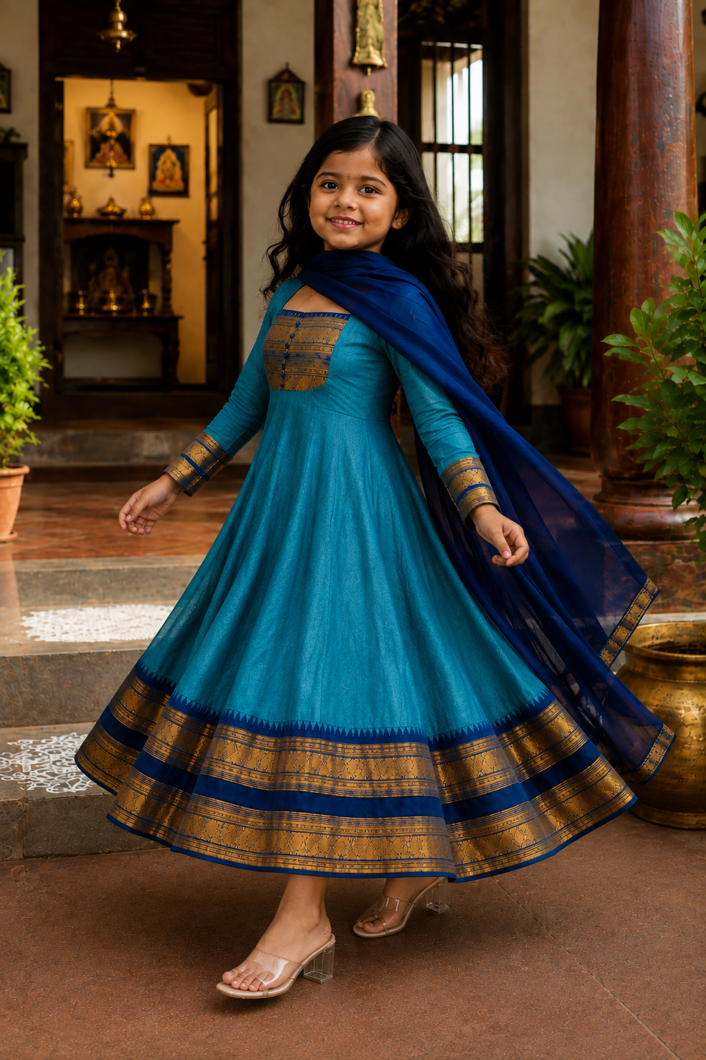 Traditional Anarkali Dress with Georgette Dupatta