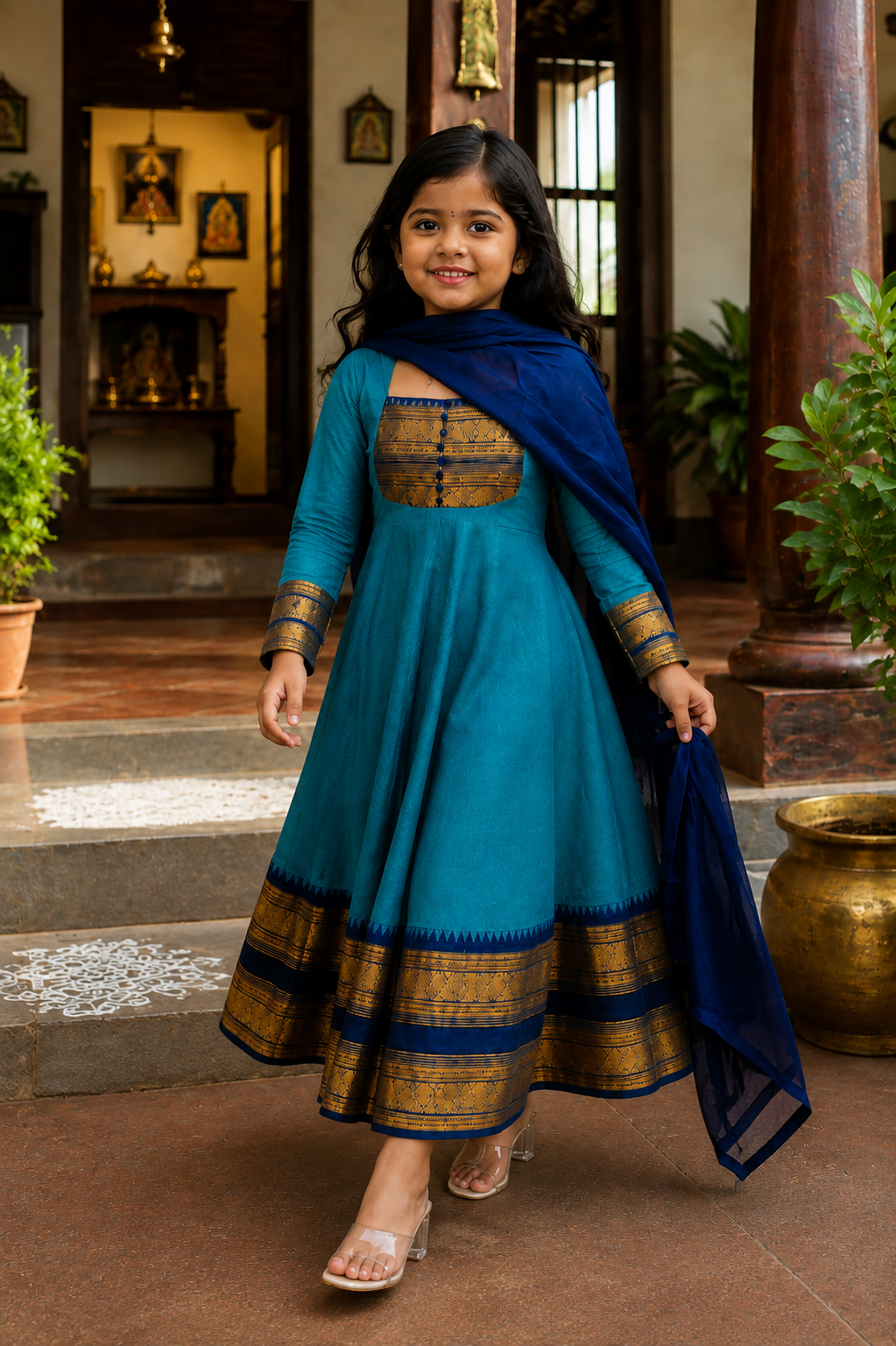 Traditional Anarkali Dress with Georgette Dupatta
