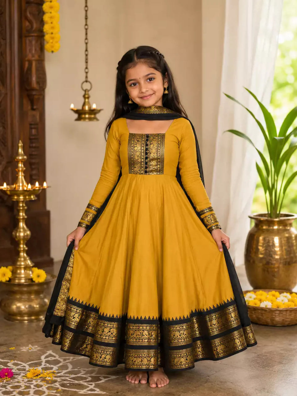 Cotton Blend Anarkali Set For Festival