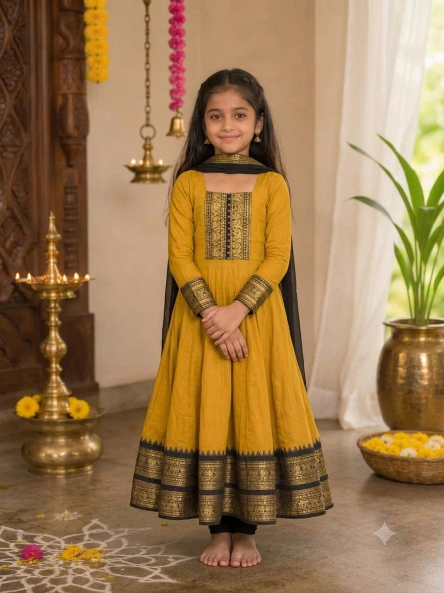 Cotton Blend Anarkali Set For Festival