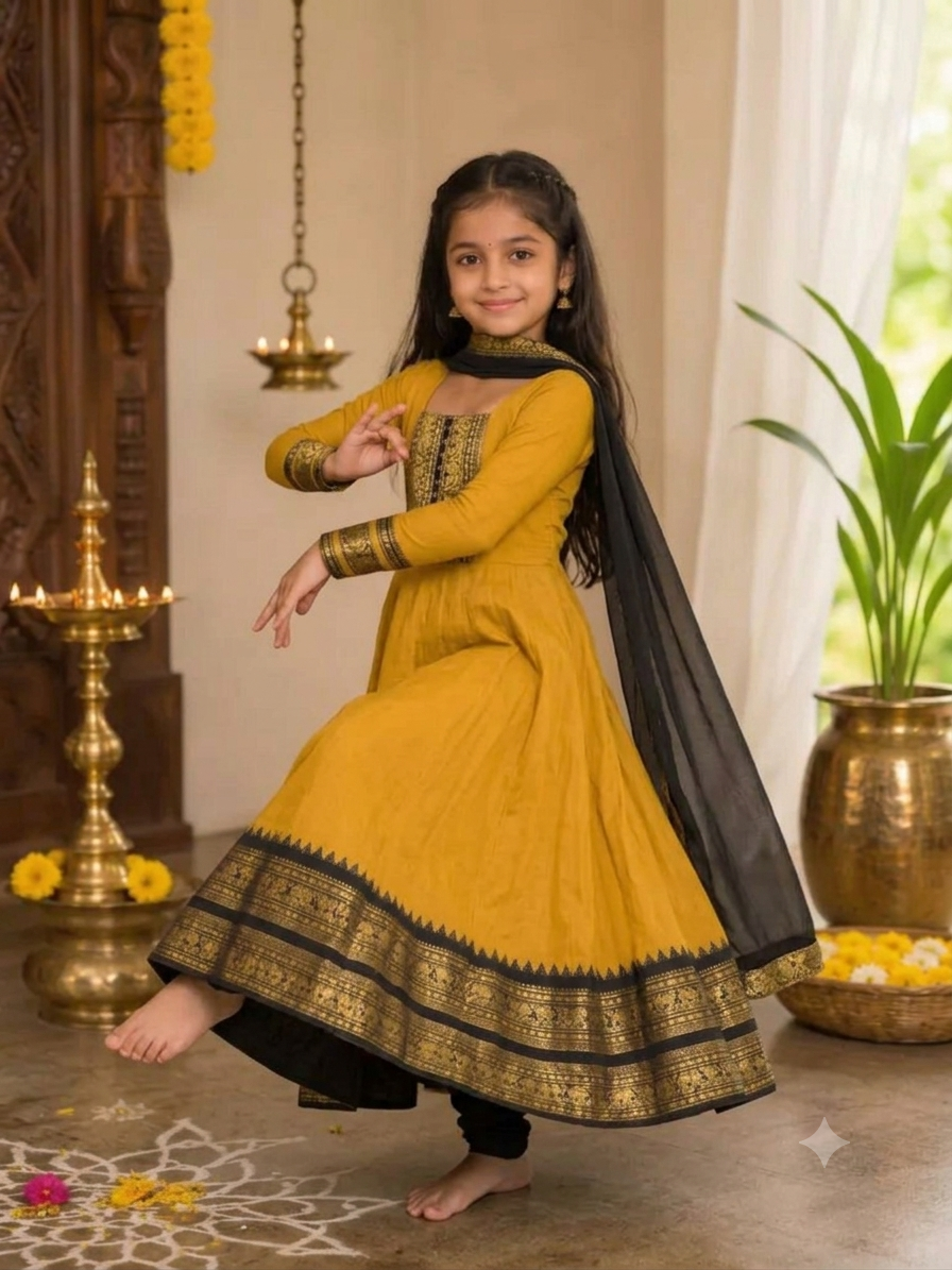Cotton Blend Anarkali Set For Festival