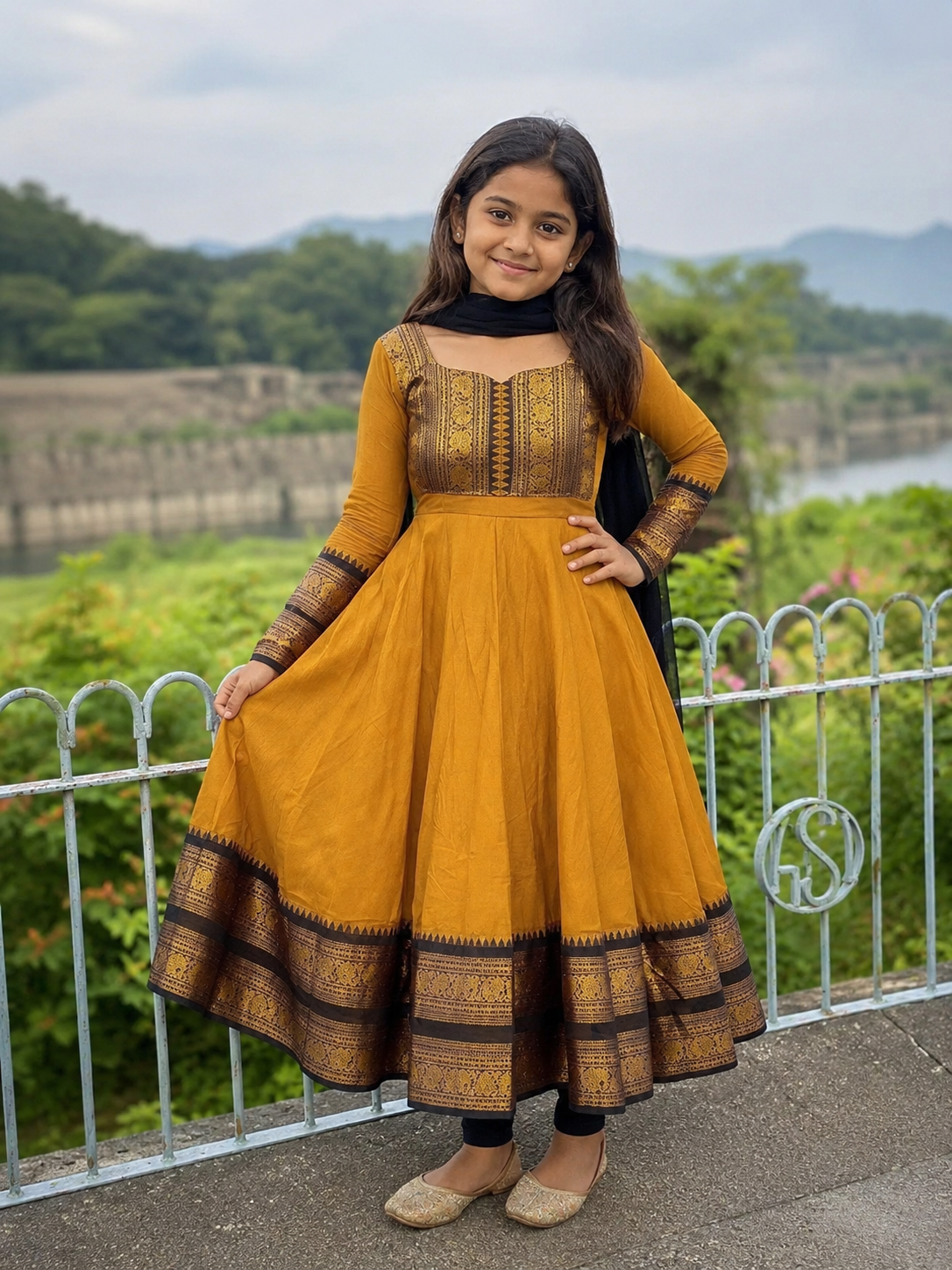 Kids Traditional Vichitra Silk Gown