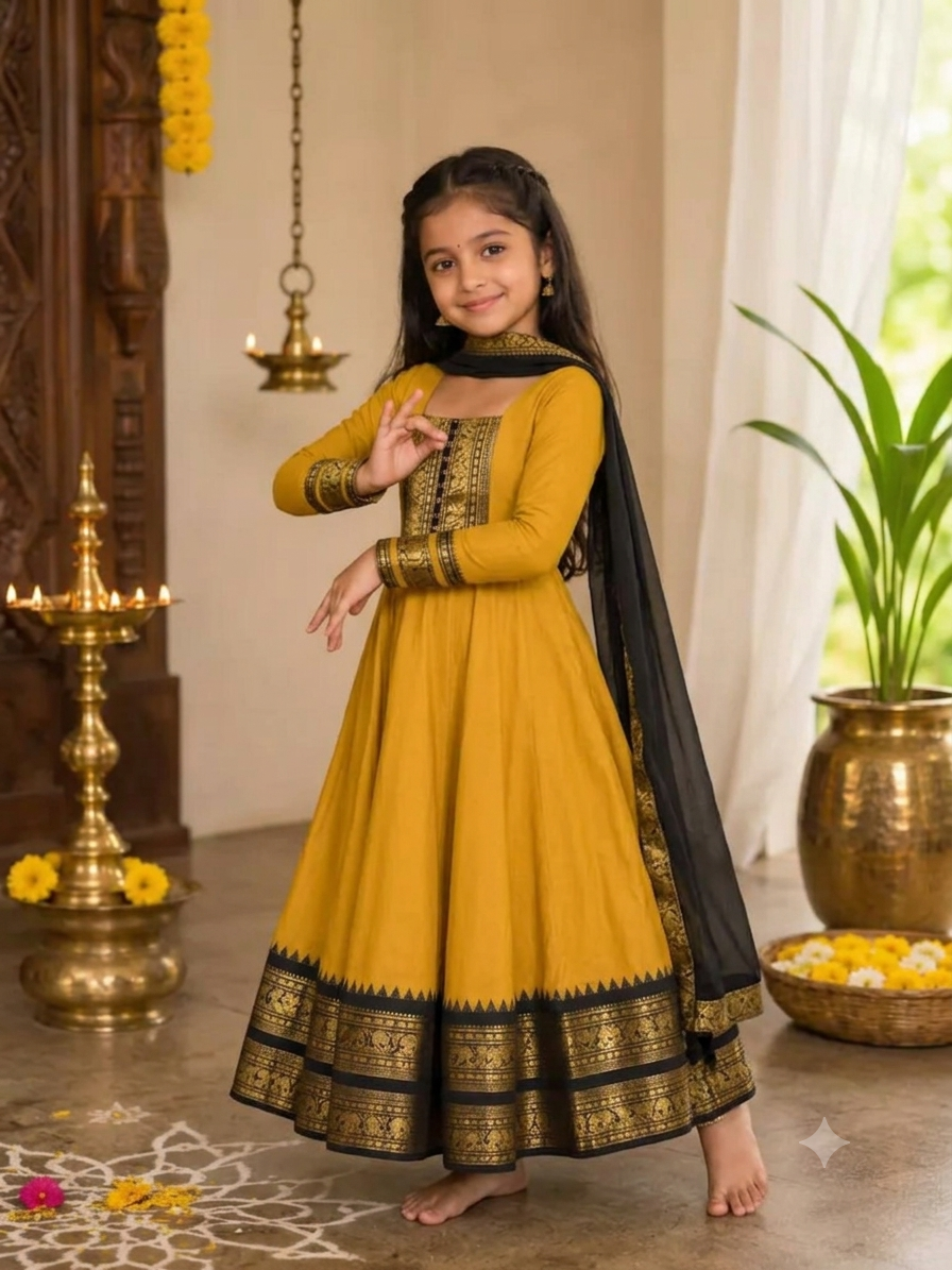Cotton Blend Anarkali Set For Festival