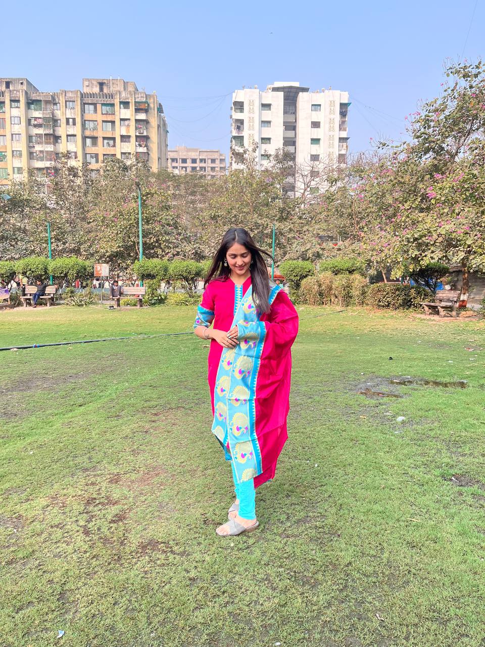 Pink Chanderi Cotton Straight Fit Kurta Set with Jacquard Border