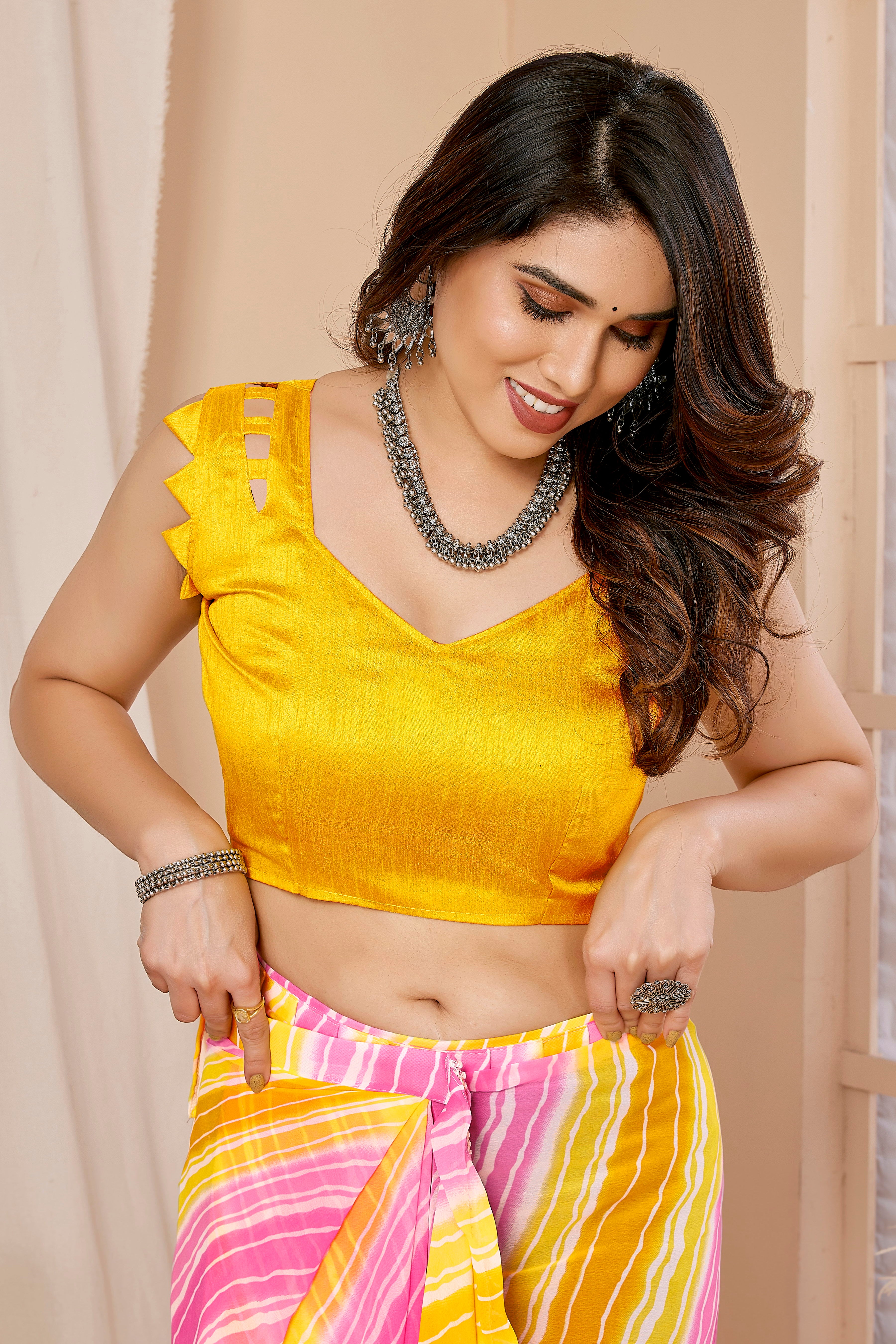 Pre-Pleated Printed Saree