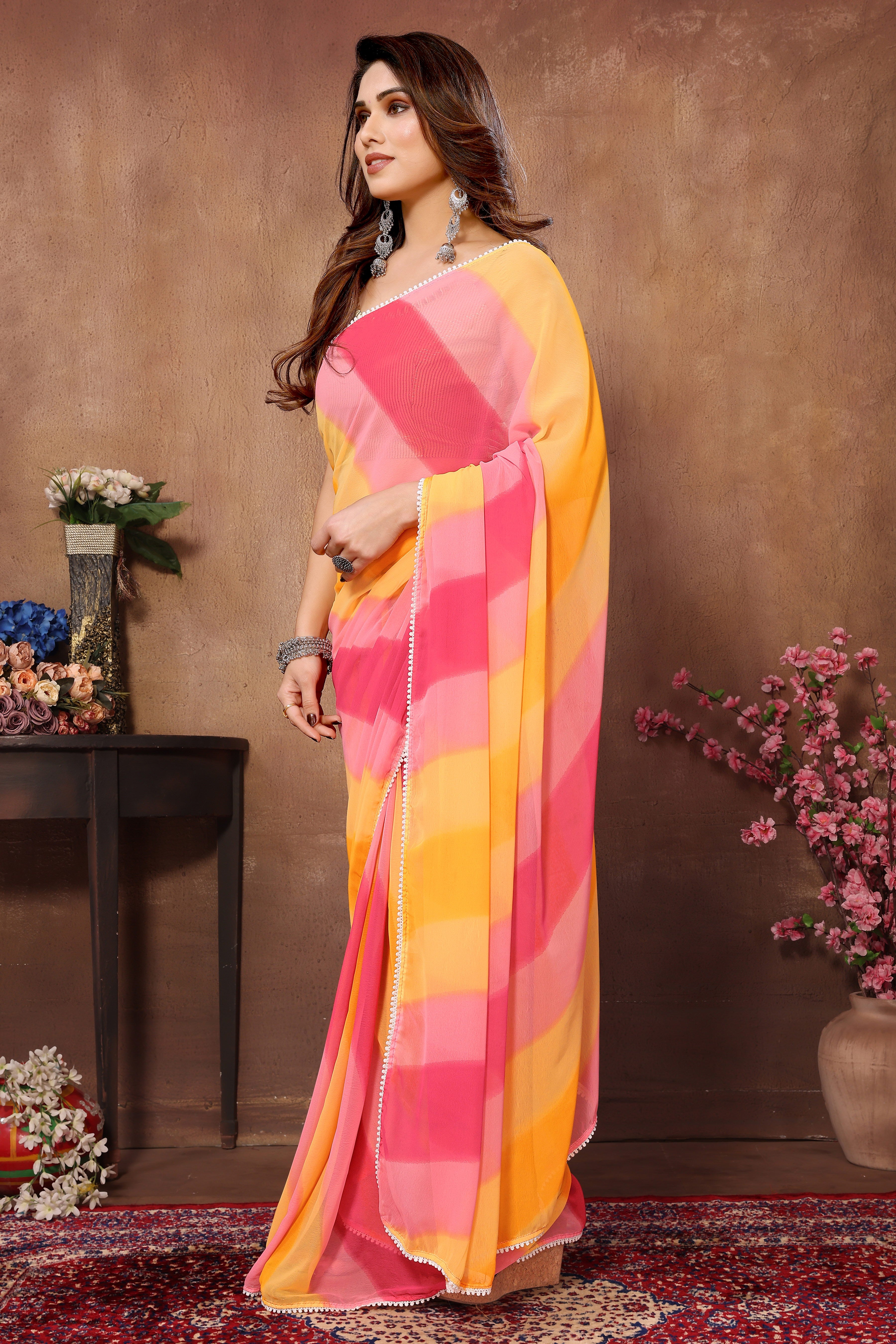 Printed Ready Saree in Georgette