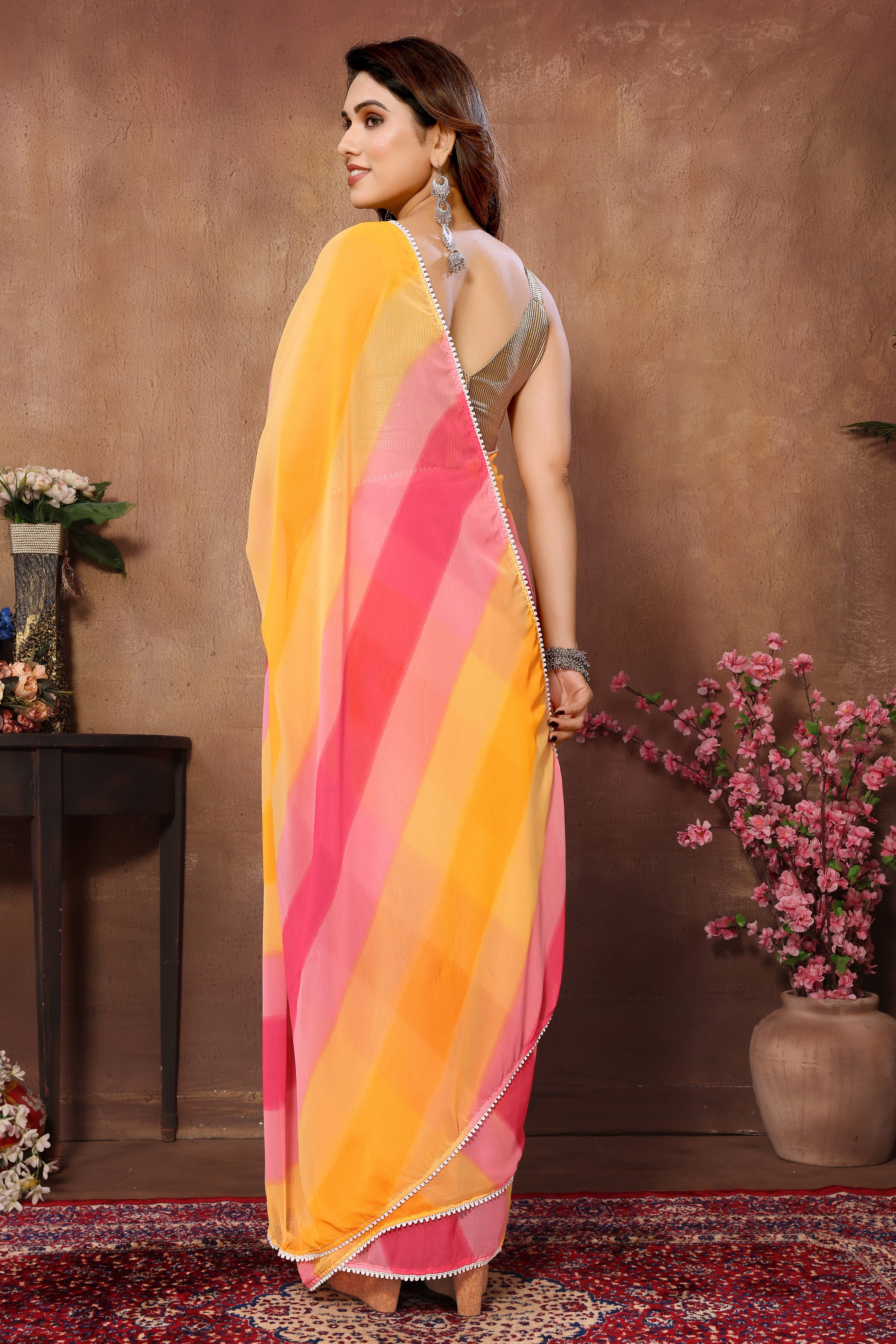 Printed Ready Saree in Georgette