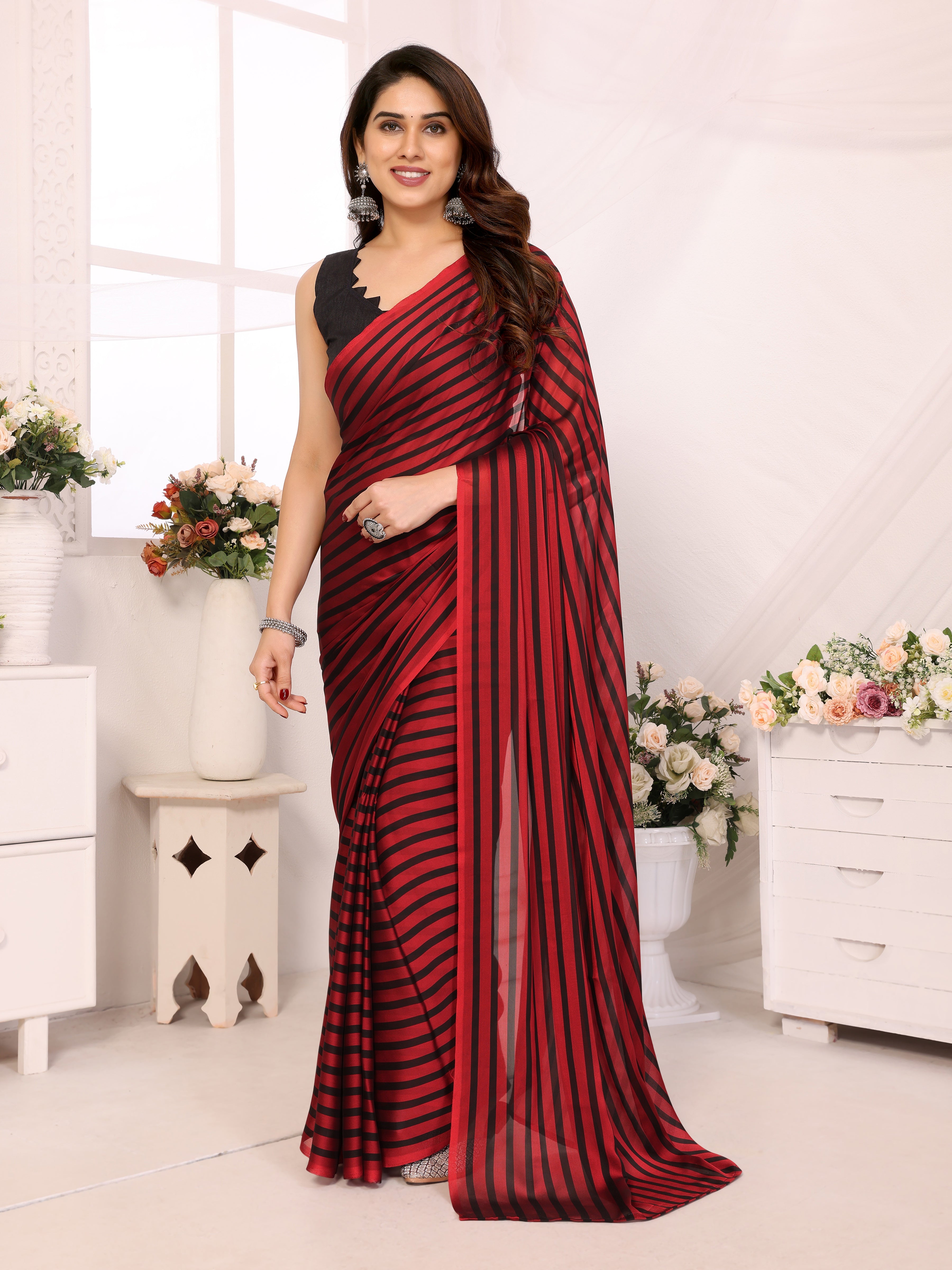 Printed Ready Saree in Georgette