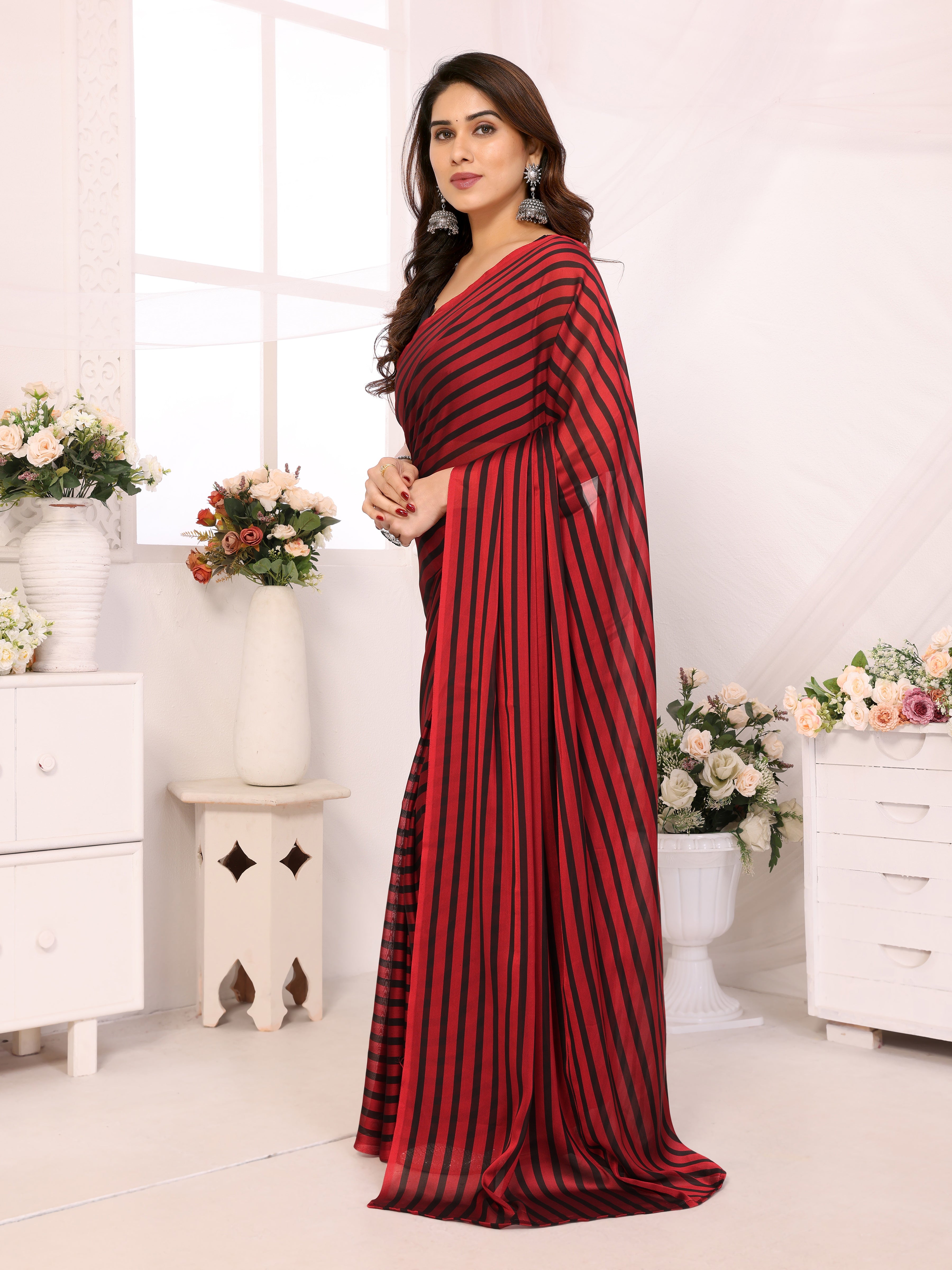 Printed Ready Saree in Georgette