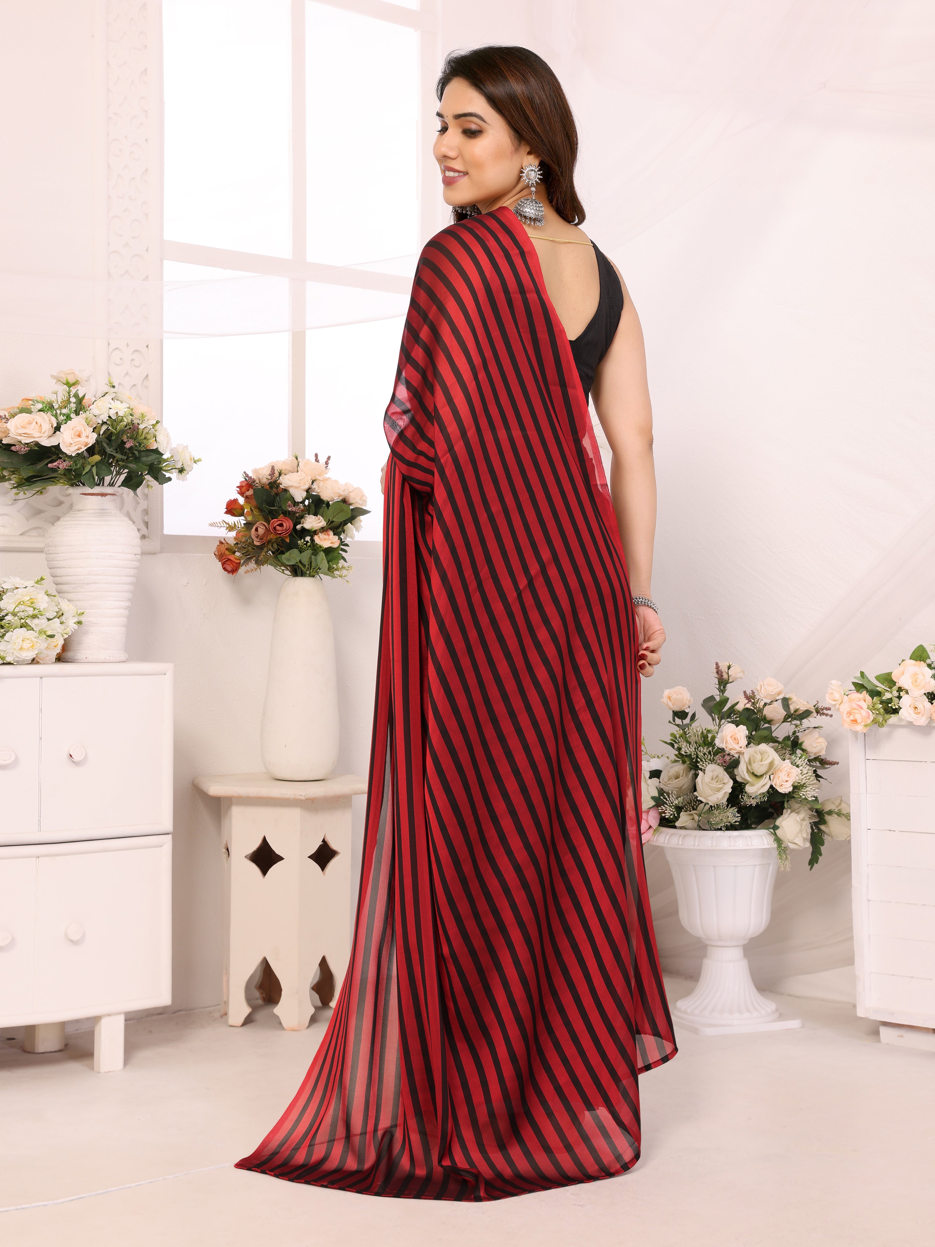 Printed Ready Saree in Georgette