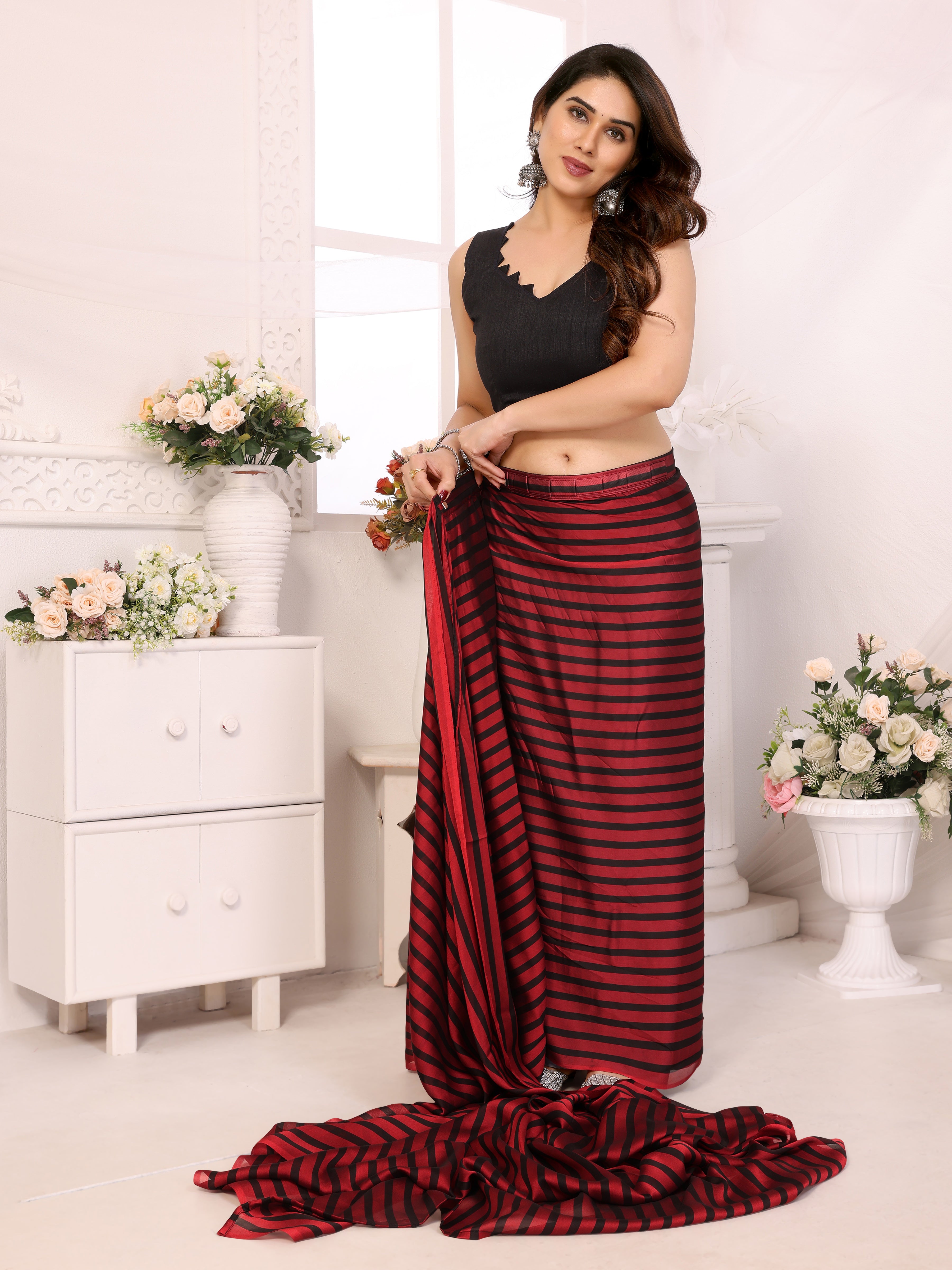 Printed Ready Saree in Georgette