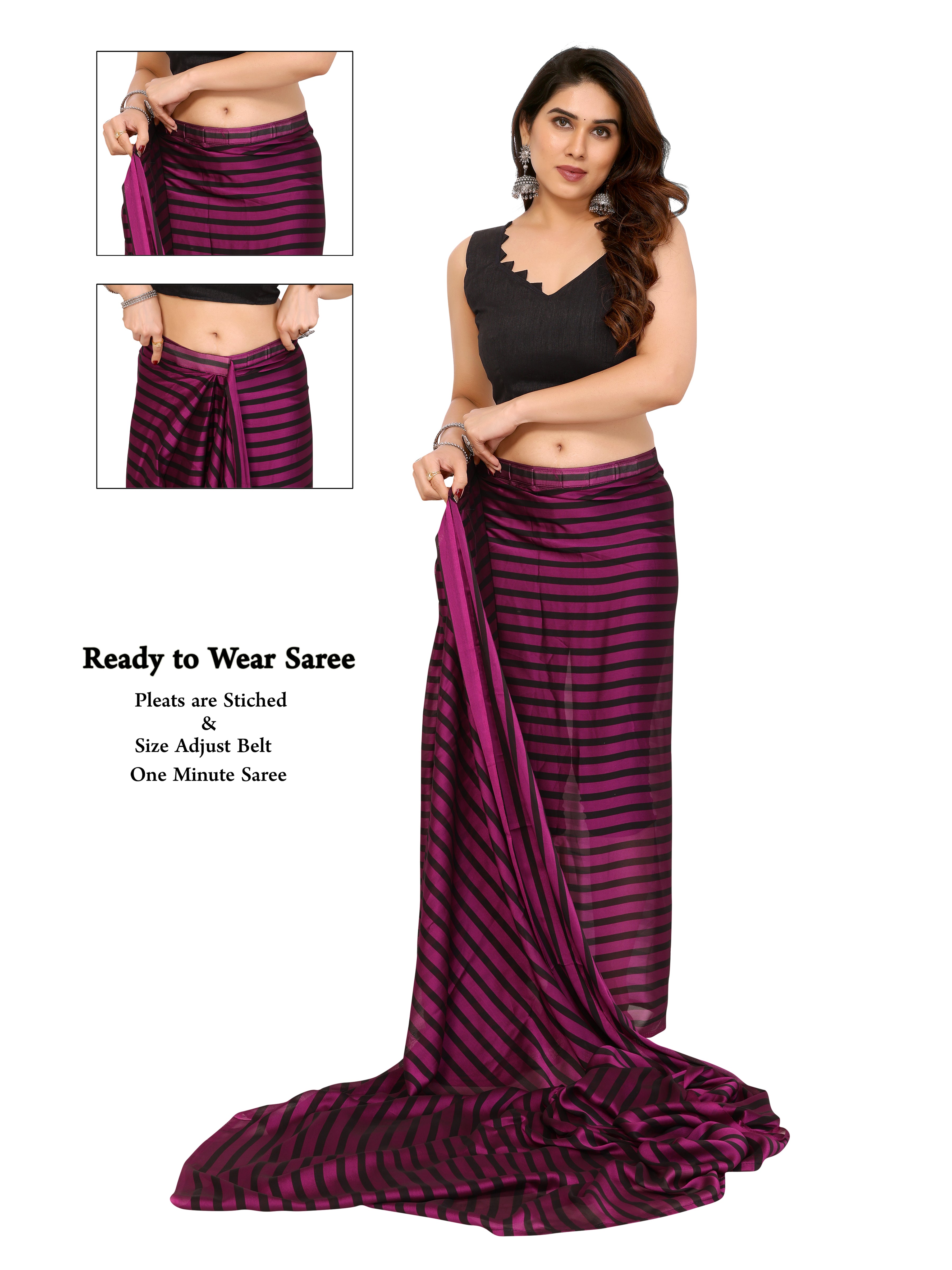 Printed Ready Saree in Georgette