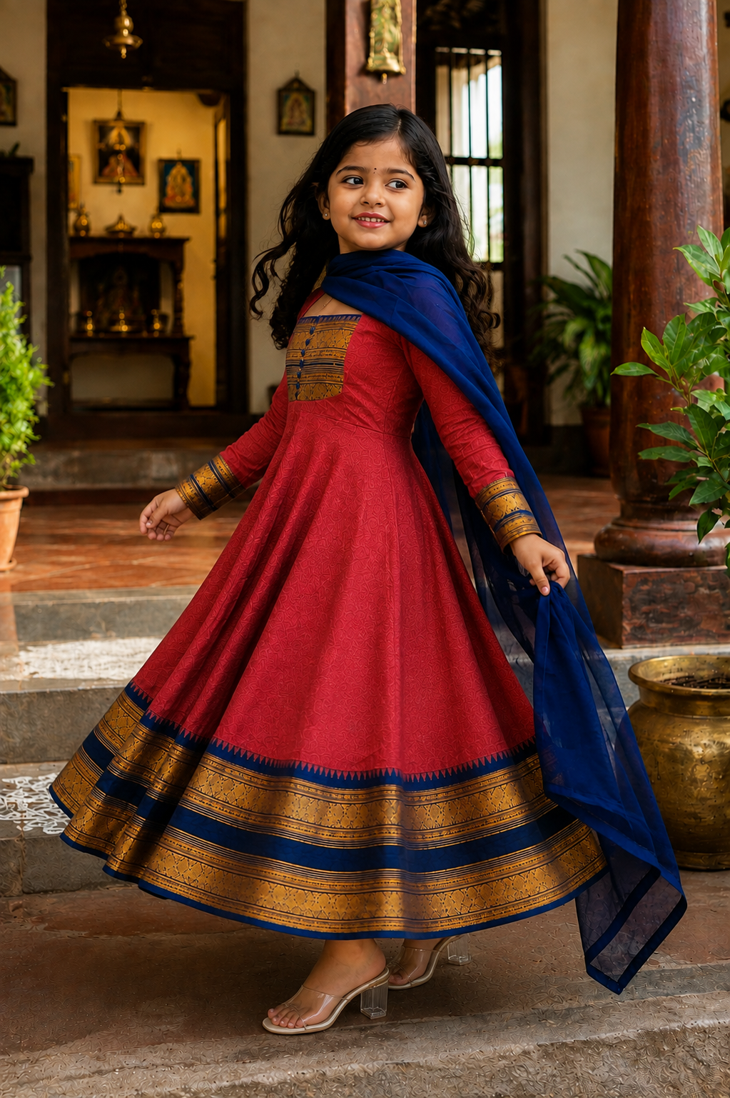 Traditional Anarkali Dress with Georgette Dupatta