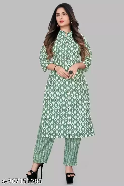 Graceful Everyday Wear: Printed Kurti with Matching Pants