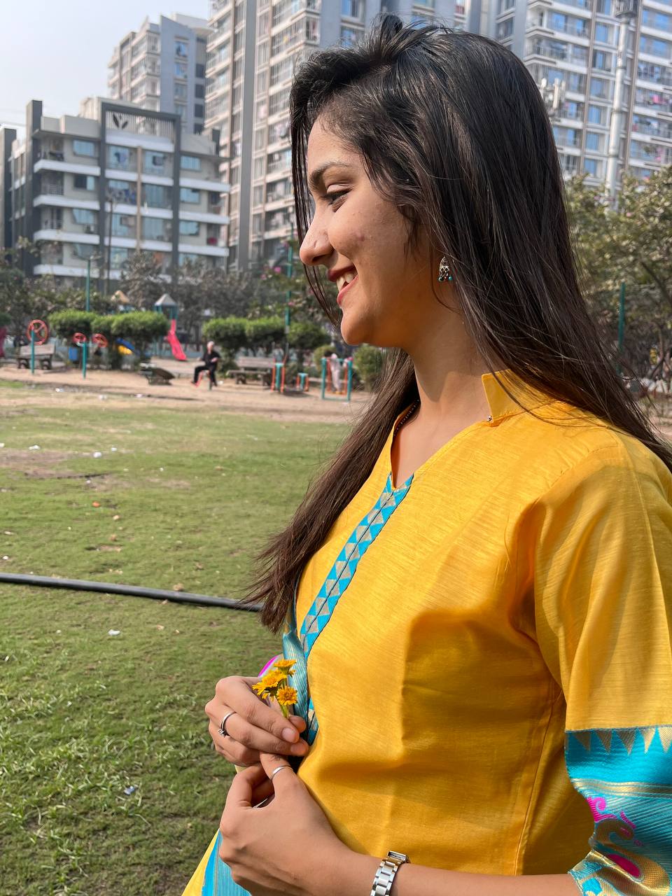 Yellow Chanderi Cotton Straight Fit Kurta Set with Jacquard Border