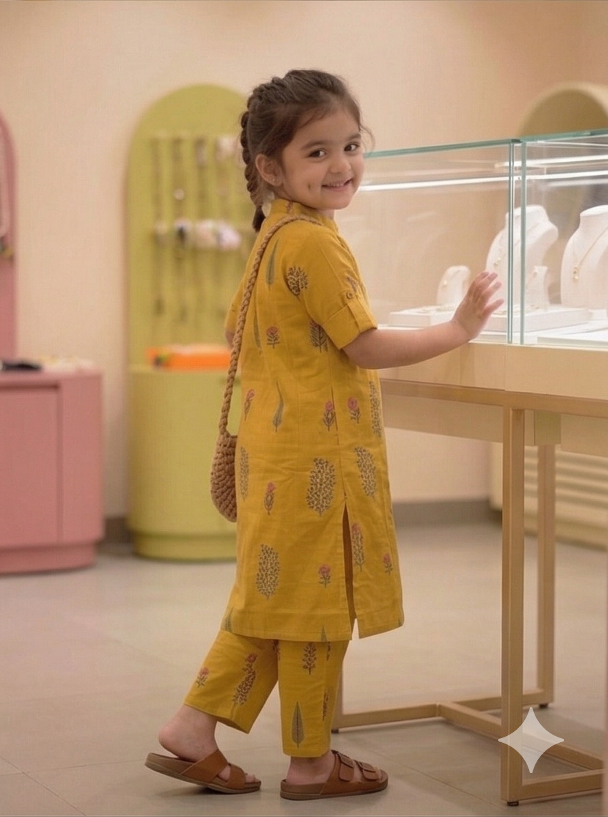 Girls Smart Casual Printed Kurta Pant Set