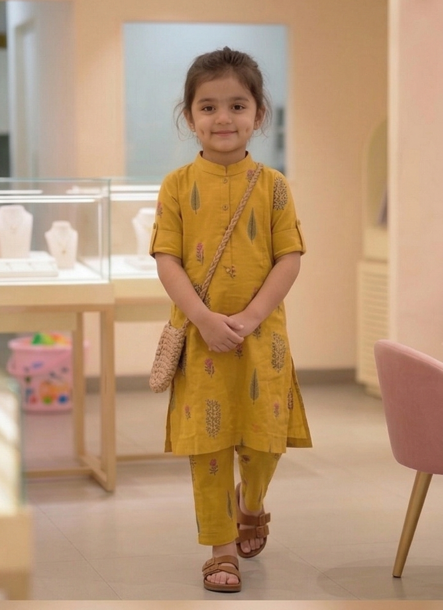 Girls Smart Casual Printed Kurta Pant Set