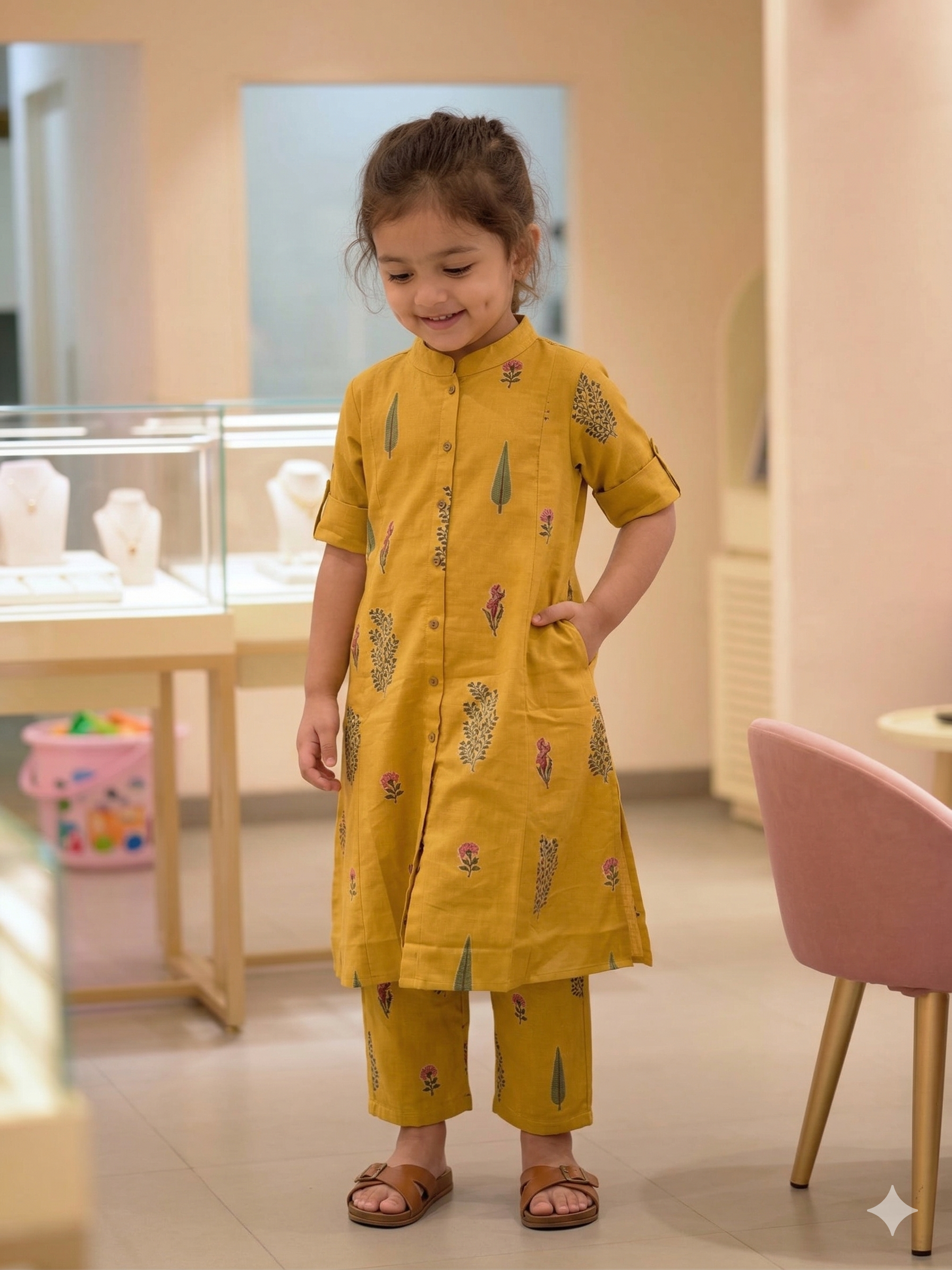 Girls Smart Casual Printed Kurta Pant Set