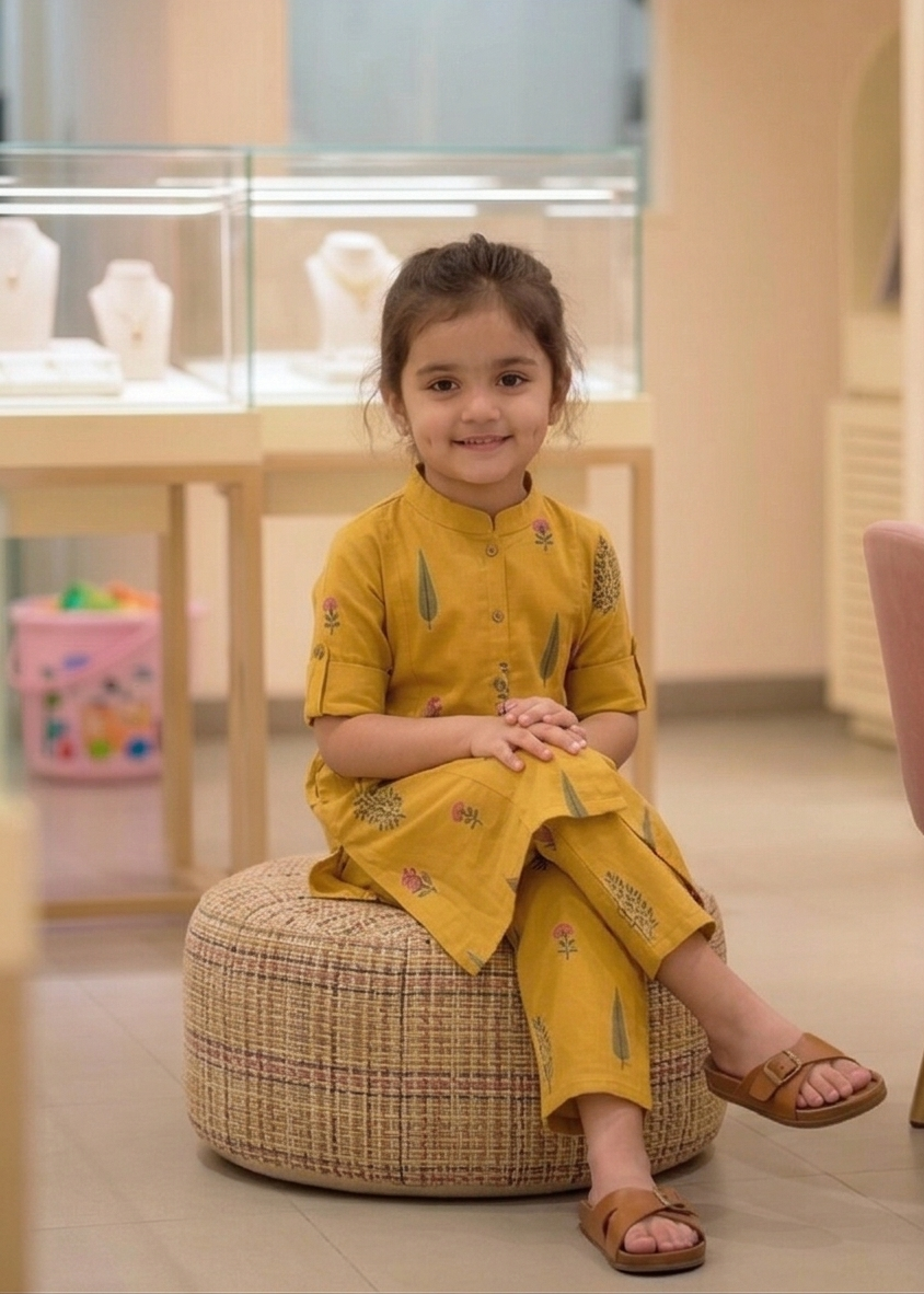 Girls Smart Casual Printed Kurta Pant Set