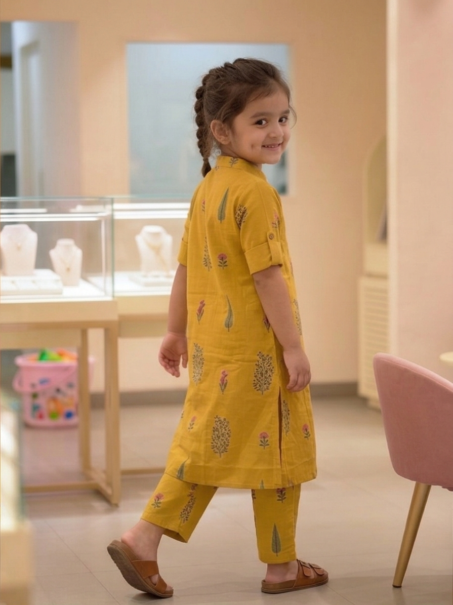 Girls Smart Casual Printed Kurta Pant Set