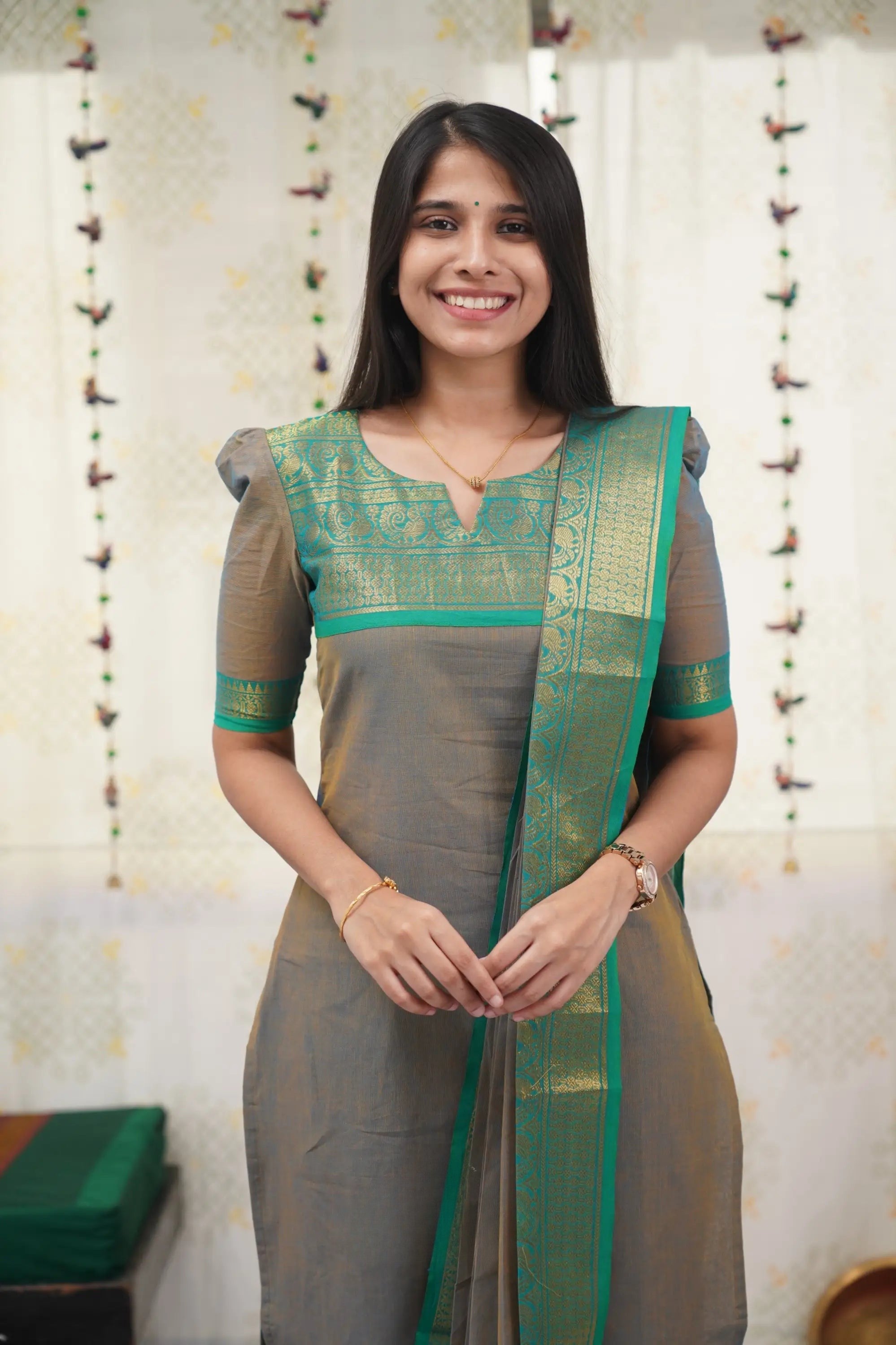 Women's Chanderi  Cotton Kurta Dupatta Set