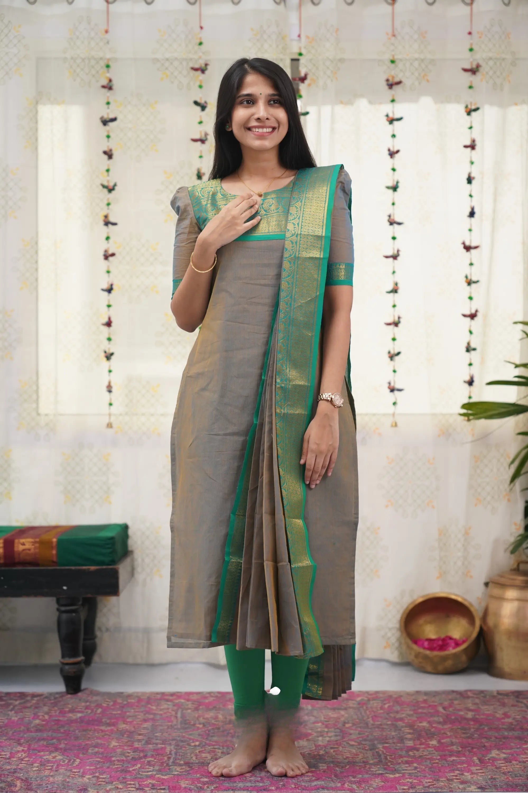 Women's Chanderi  Cotton Kurta Dupatta Set
