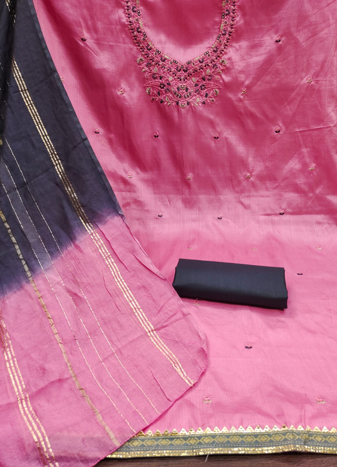 Beautiful Coco Silks Kurti Set with Jari Jacquard Saboori Print Dupatta (Copy)