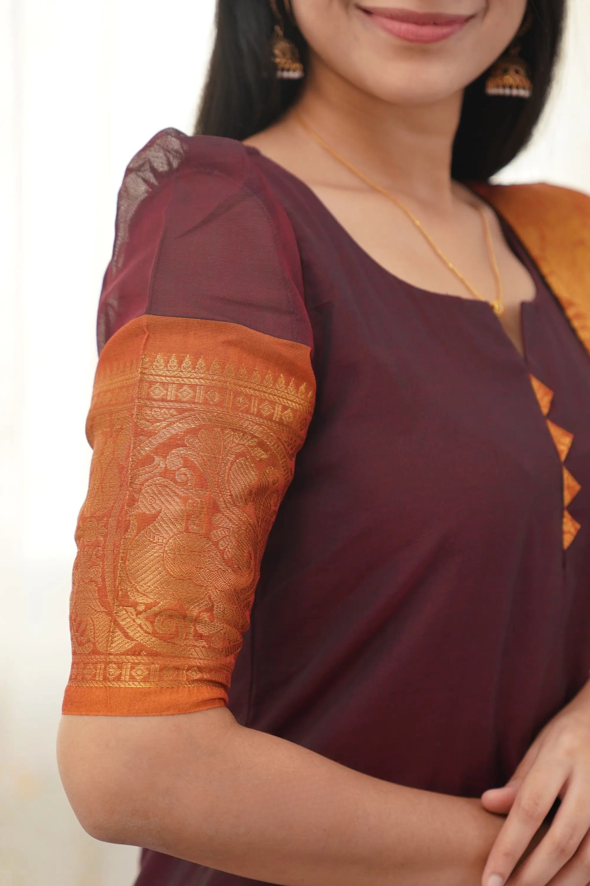 Chanderi Cotton Kurti and Dupatta Set with Intricate Weaving Work