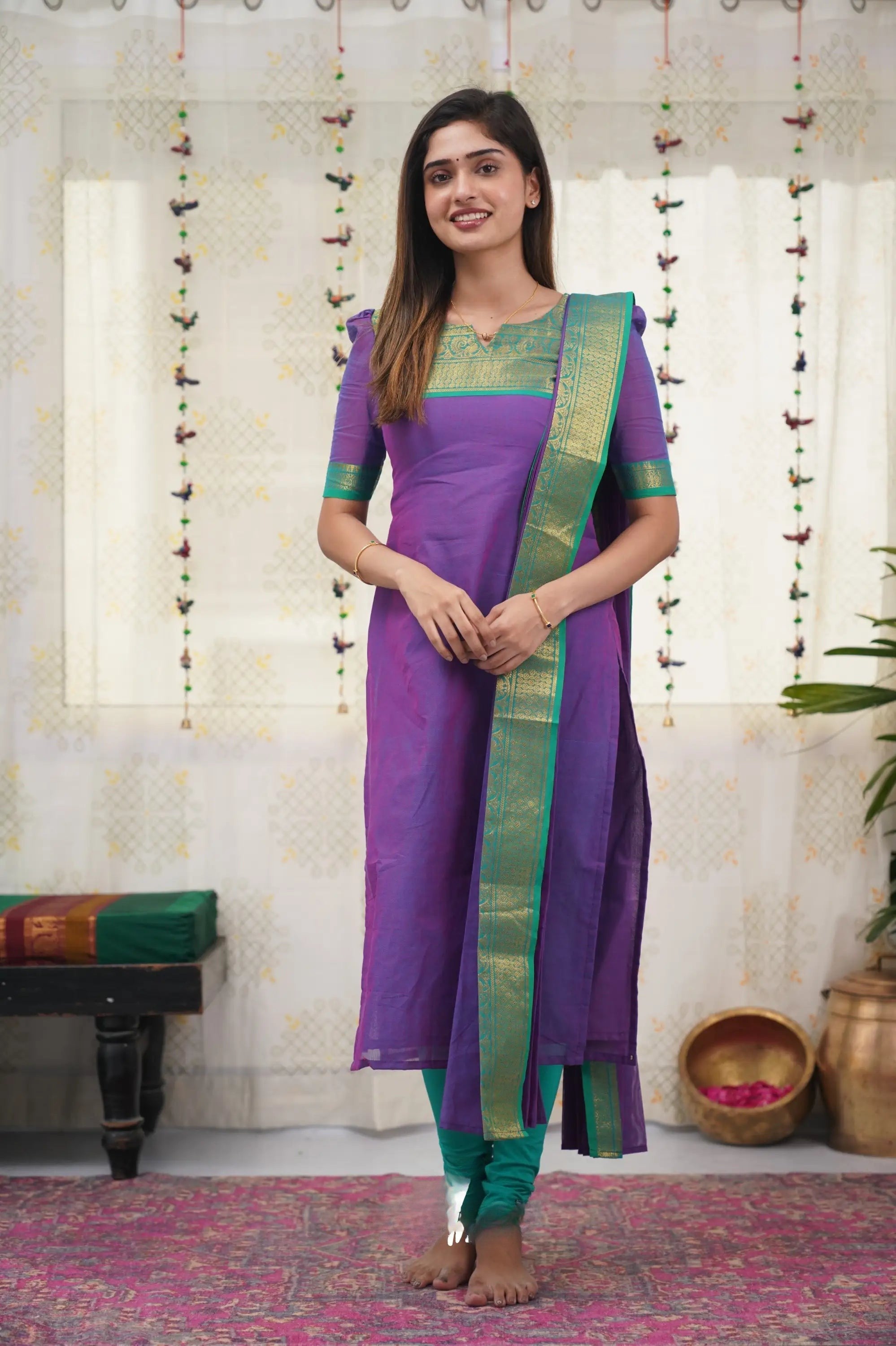 Chic Chanderi Cotton Kurta and Dupatta Set