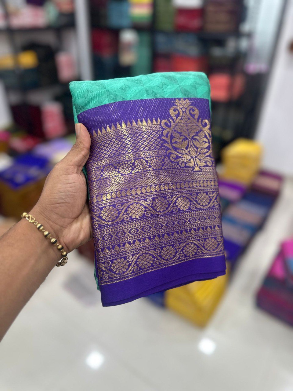 Pure Mercerised Cotton Silk with Exclusive Self-Weaving Design & Rich Border