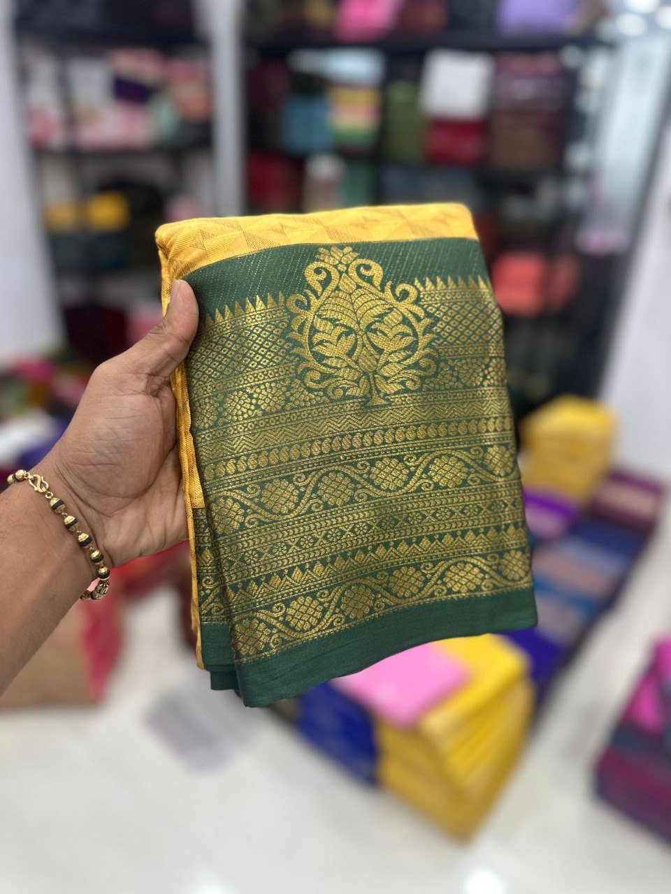 Pure Mercerised Cotton Silk with Exclusive Self-Weaving Design & Rich Border