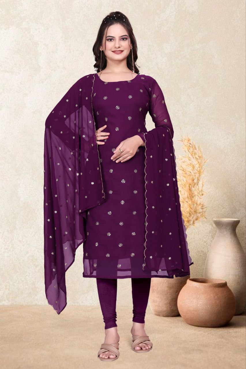 Elegant Fox Georgette Suit Set with Sequins & Matching Dupatta