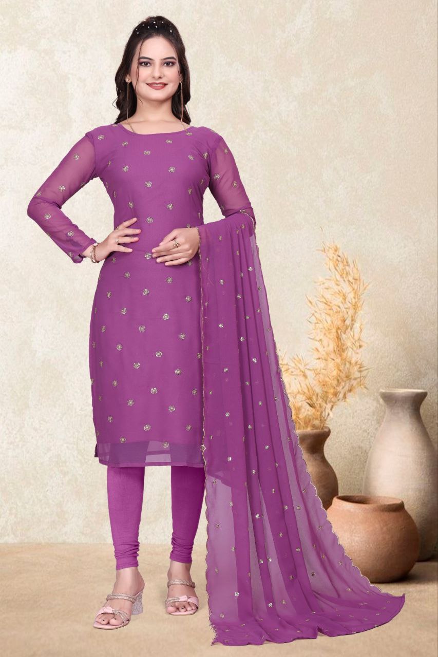 Elegant Fox Georgette Suit Set with Sequins & Matching Dupatta