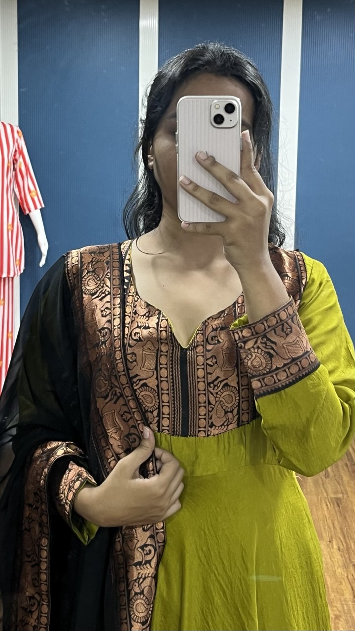 Vichitra Silk Gown with Dupatta