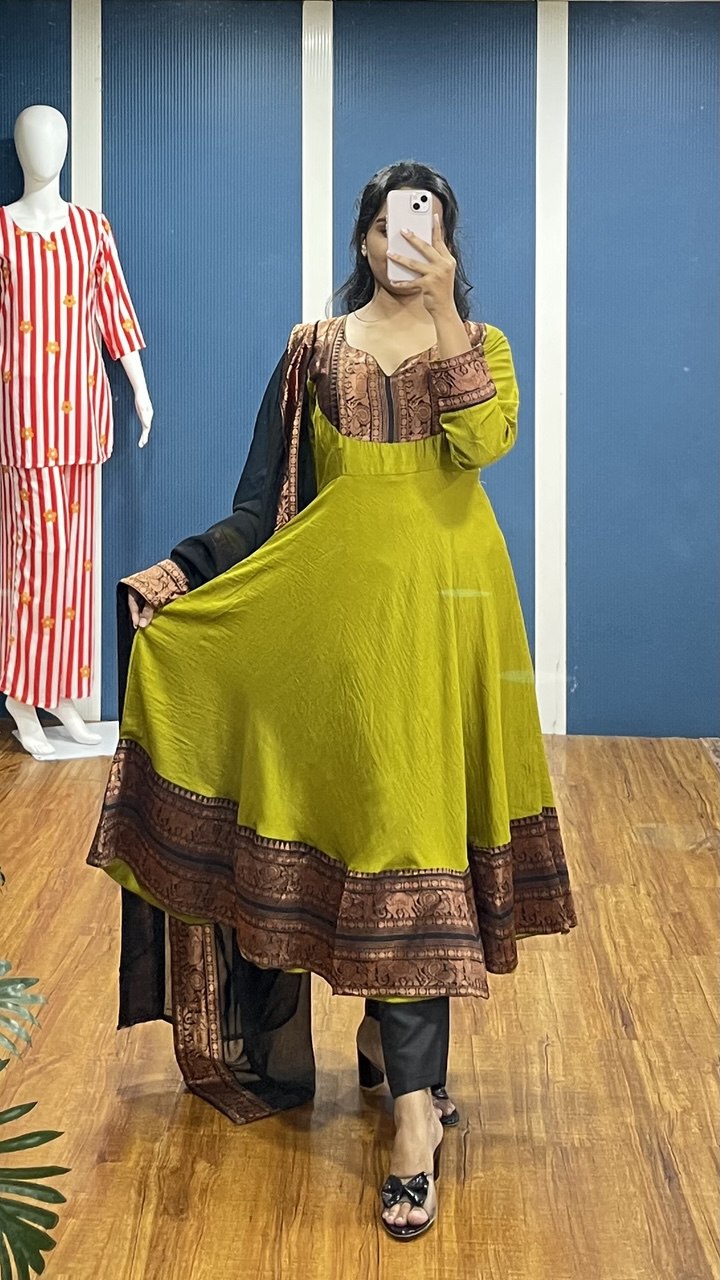 Vichitra Silk Gown with Dupatta