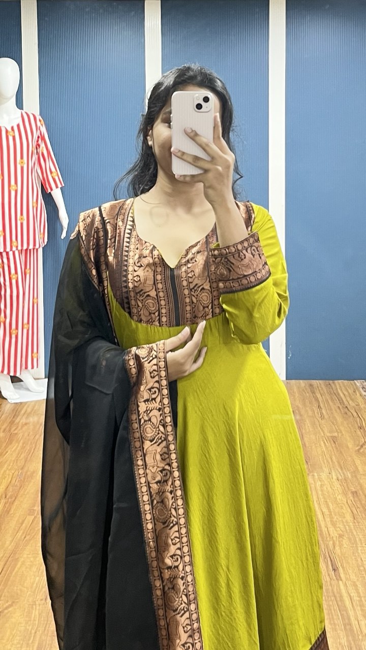 Vichitra Silk Gown with Dupatta