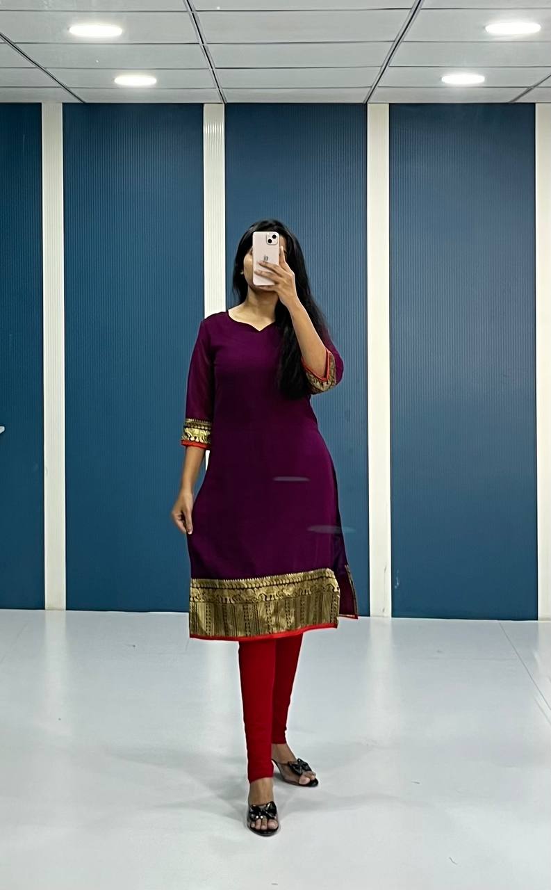 Elegant Wine Georgette Kurti and Dupatta Set