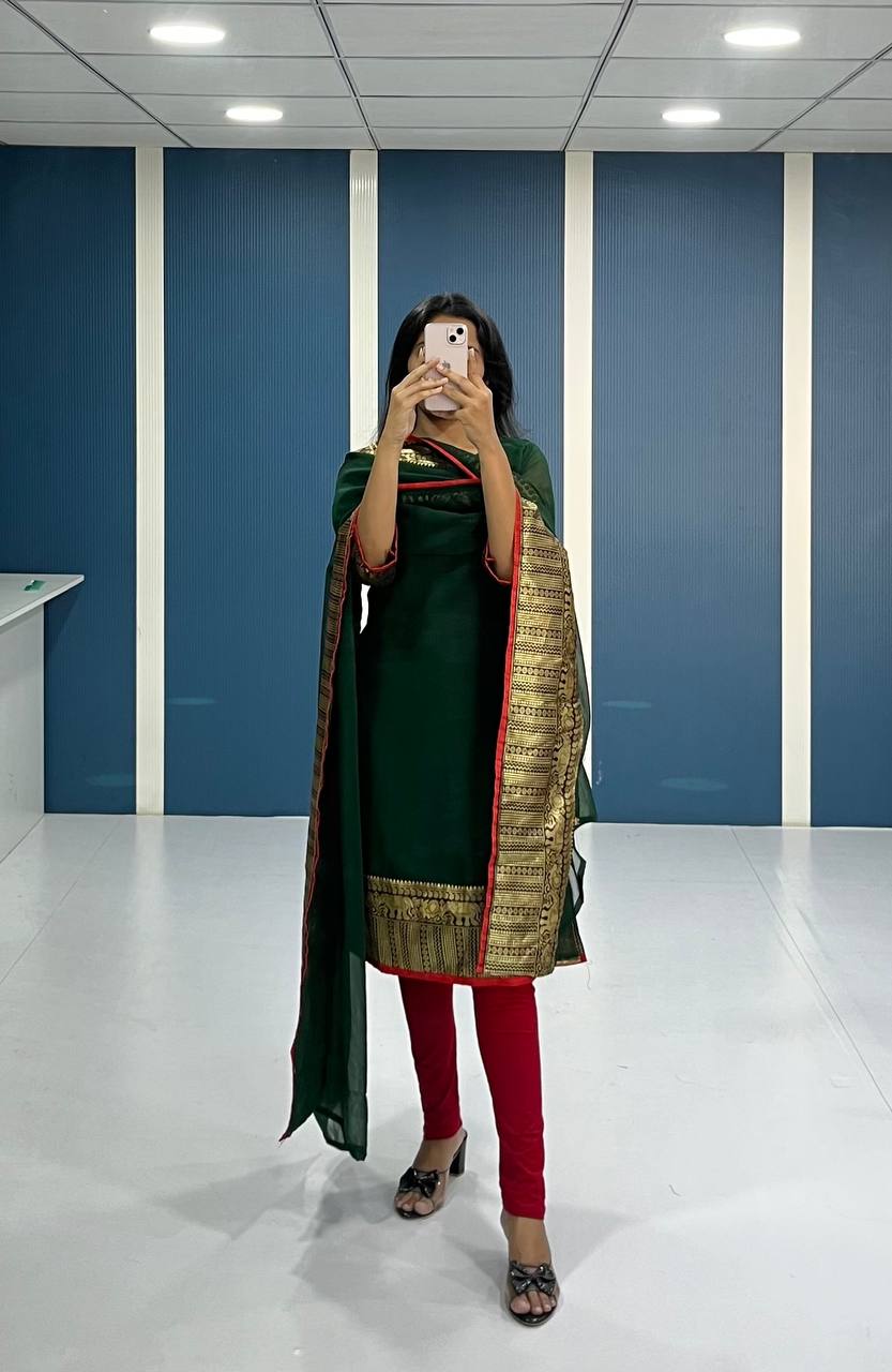 Elegant Black Georgette Kurti and Dupatta Set