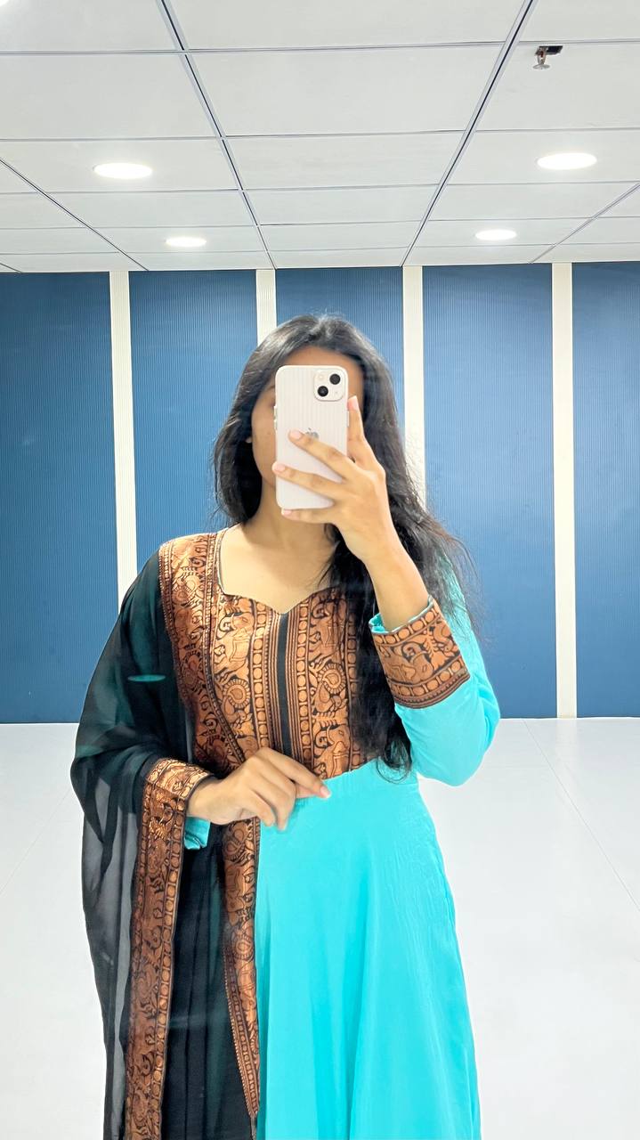 Vichitra Silk Gown with Dupatta