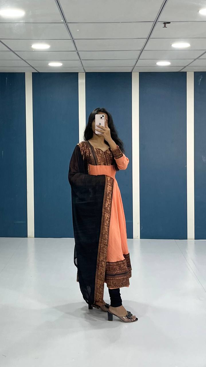 Vichitra Silk Gown with Dupatta