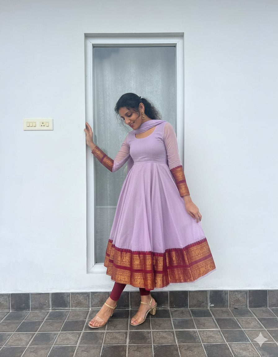 Graceful Anarkali Kurta with Ethnic Border Detail