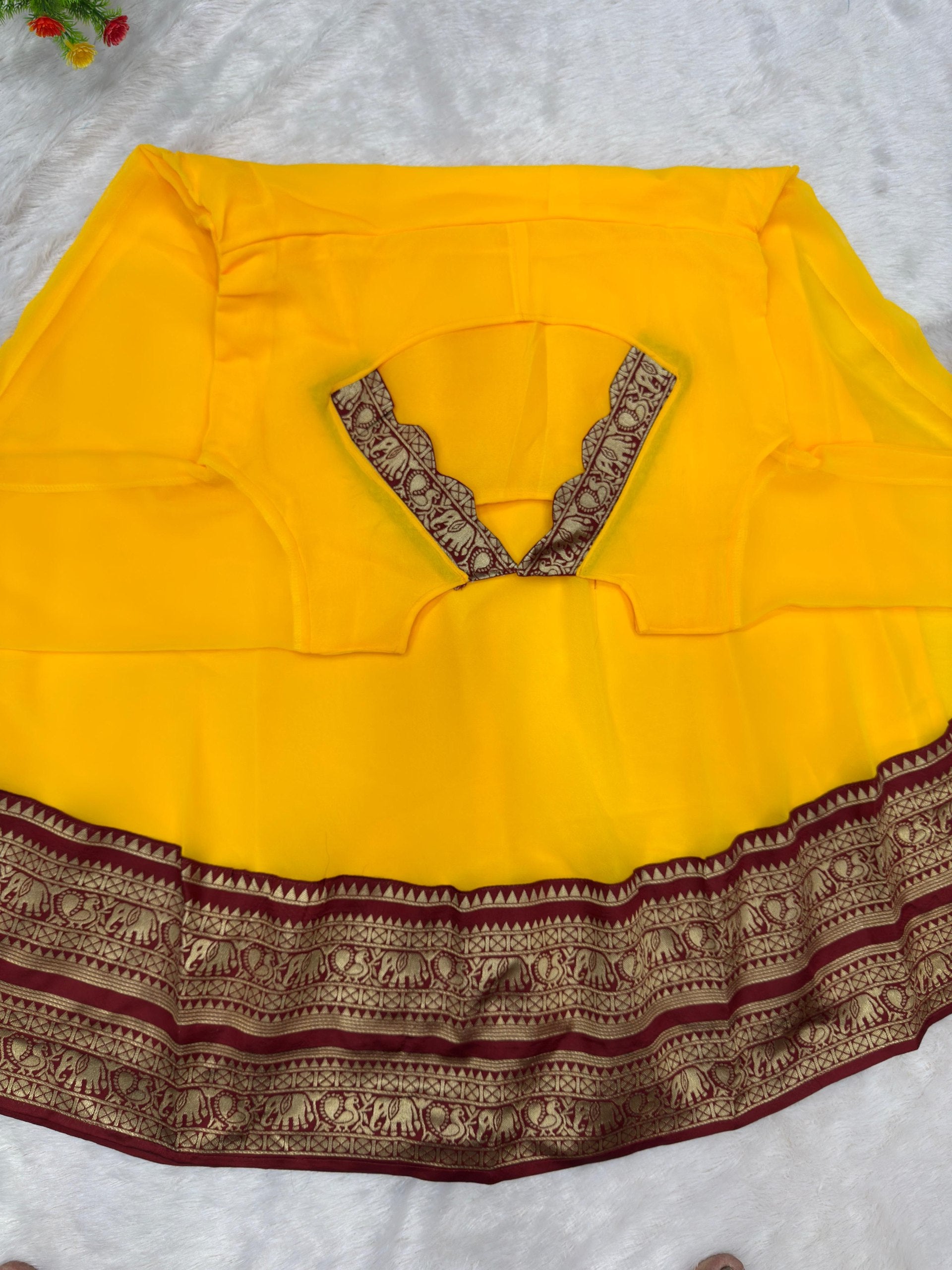Yellow  Georgette Anarkali with Traditional Border