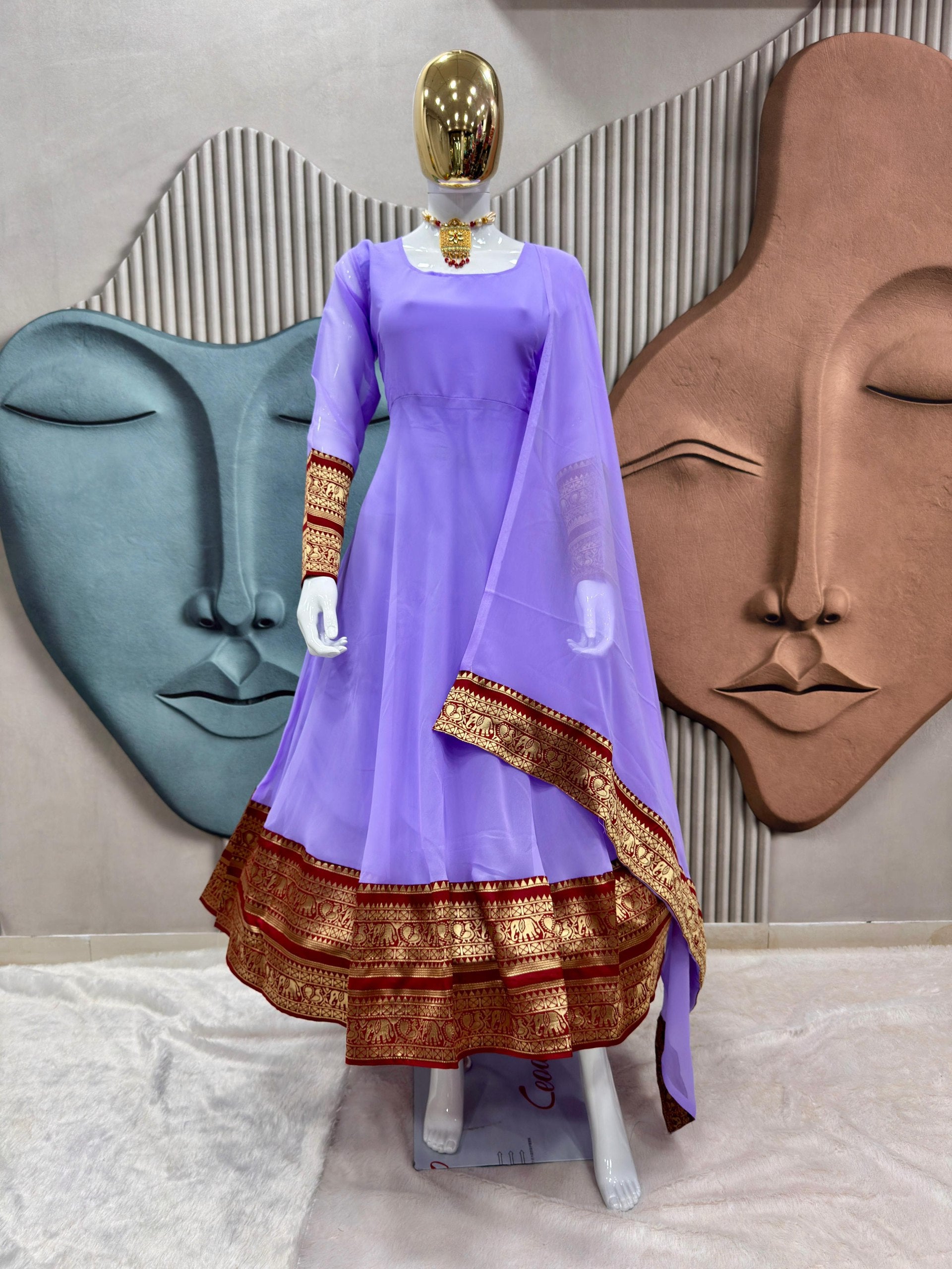 Graceful Anarkali Kurta with Ethnic Border Detail