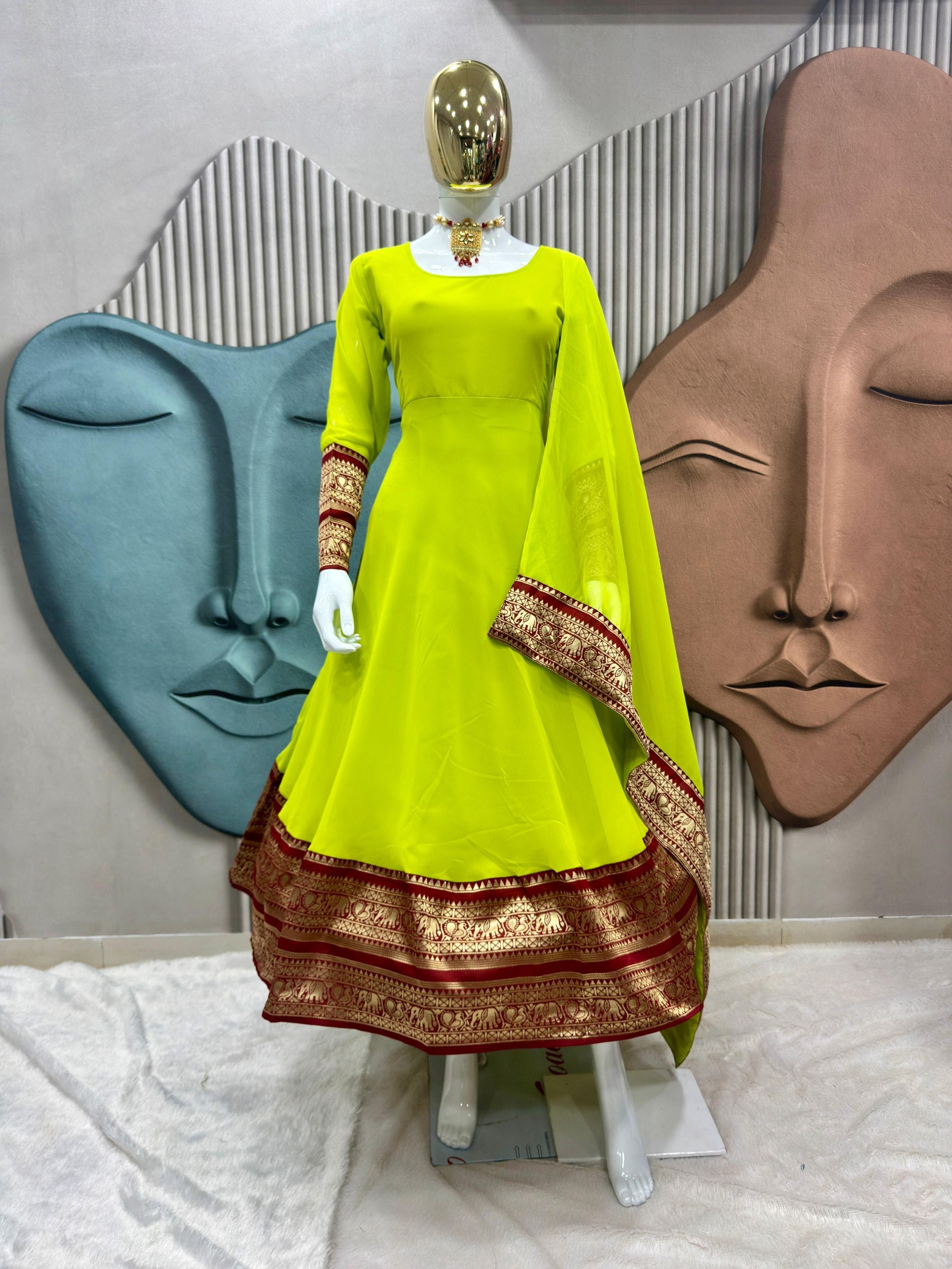 Graceful Anarkali Kurta with Ethnic Border Detail