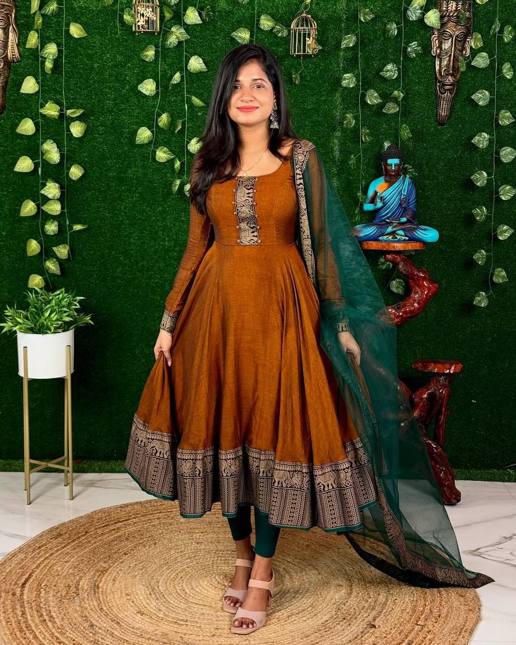 silk gown dress with dupatta Get Purple Silk Long Dress With Dupatta Online